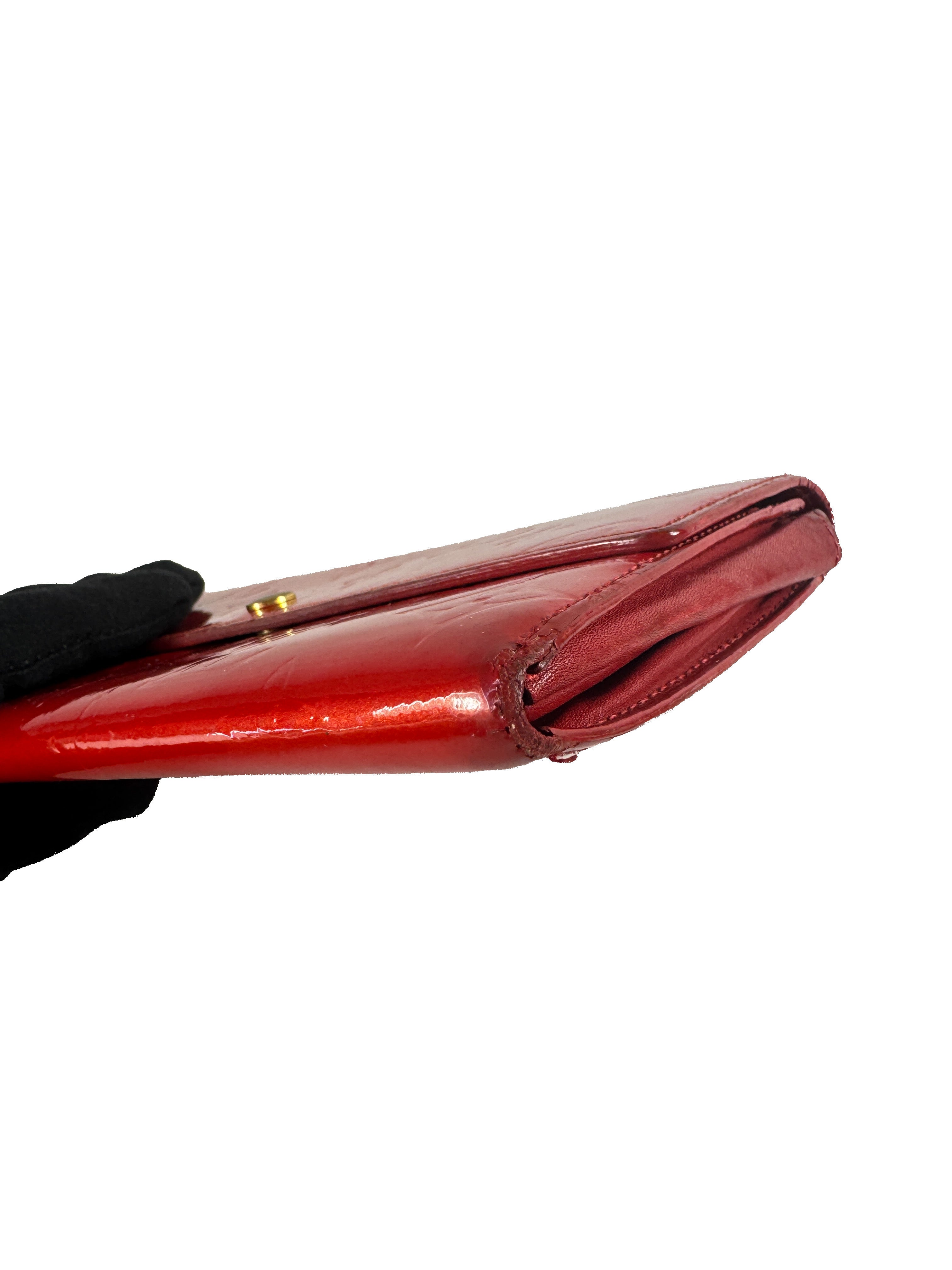 Louis Vuitton red vernis Sarah wallet TH0022 *as is*