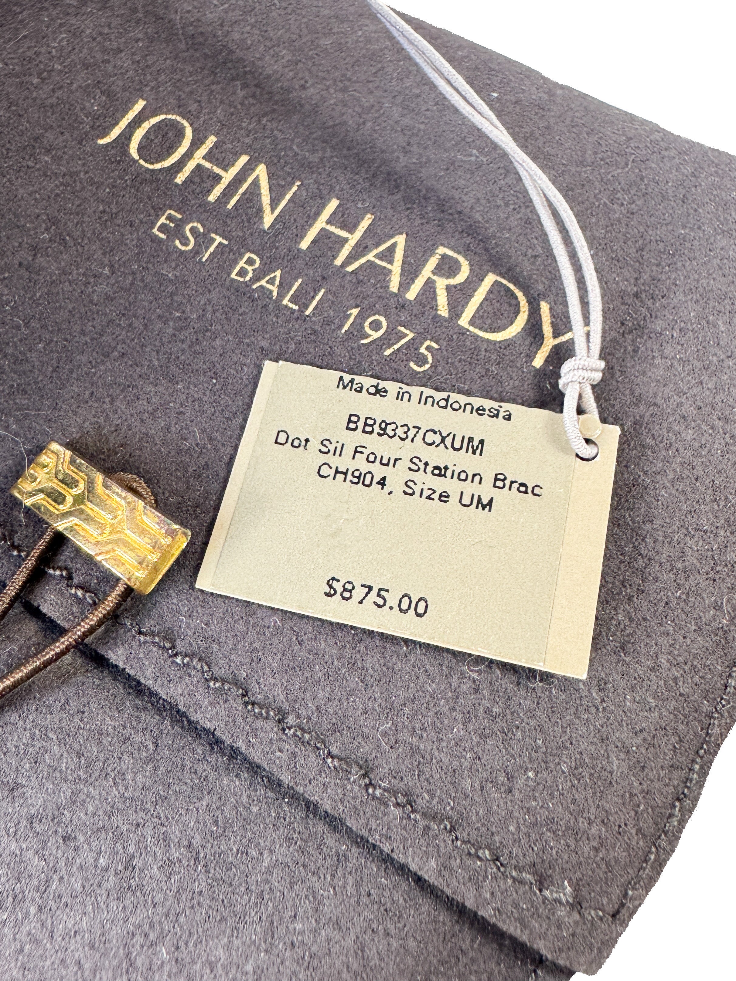 John Hardy sterling silver 4 station dot bracelet size M NWT