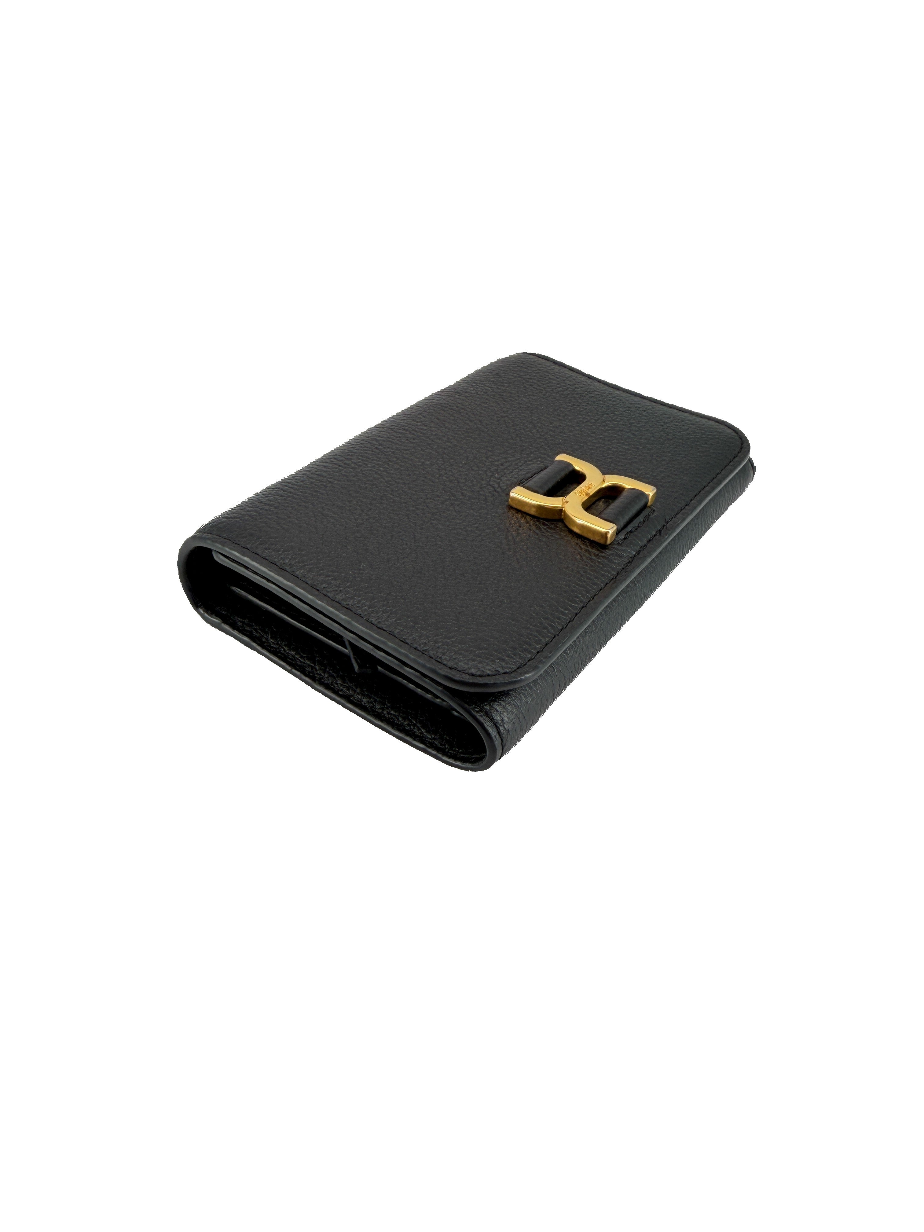 Chloé black leather medium Marcie compact wallet