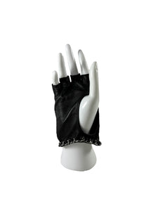 Chanel black patent leather fingerless gloves size 7.5