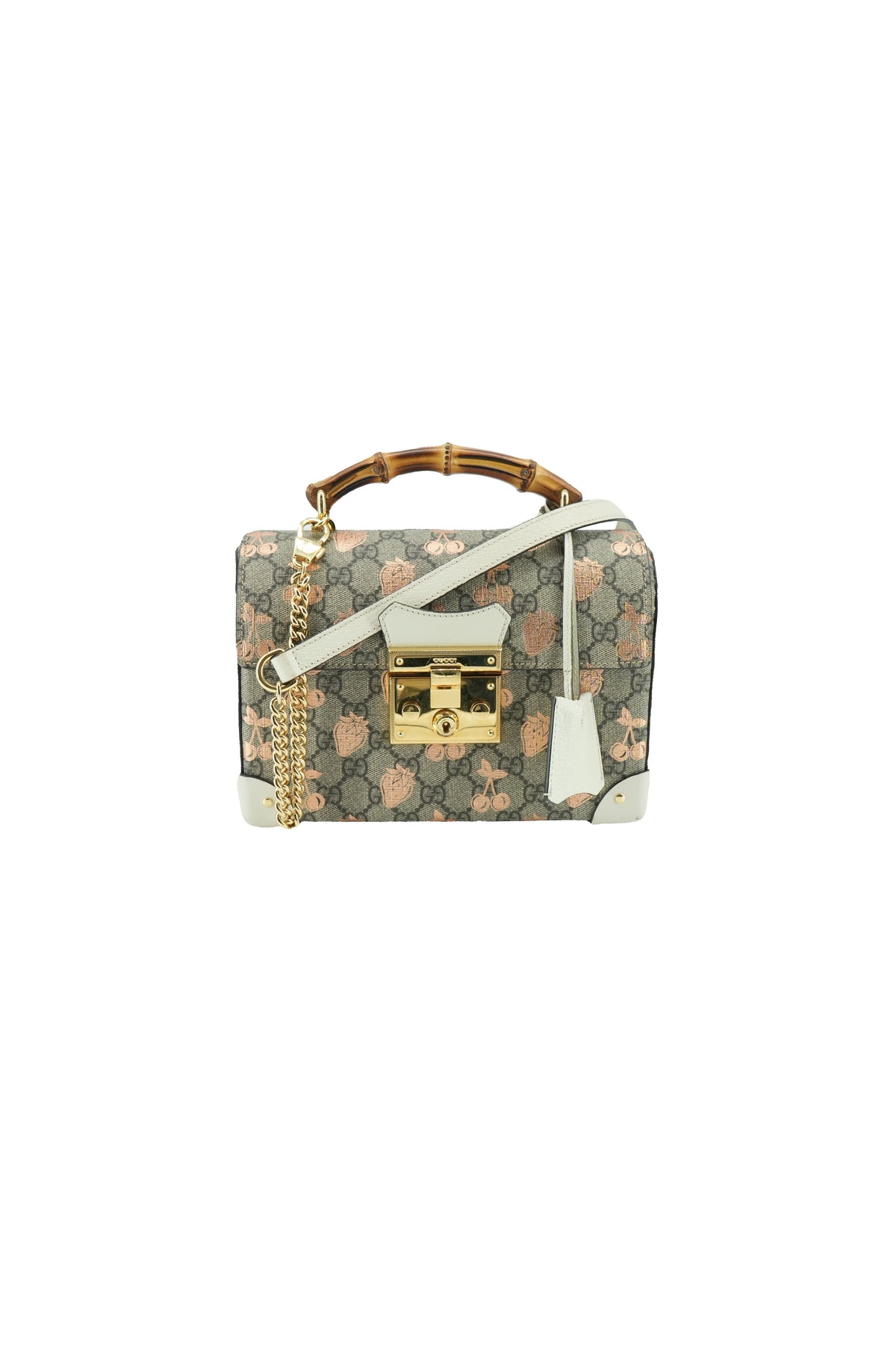 Gucci GG Supreme small Padlock bamboo top handle