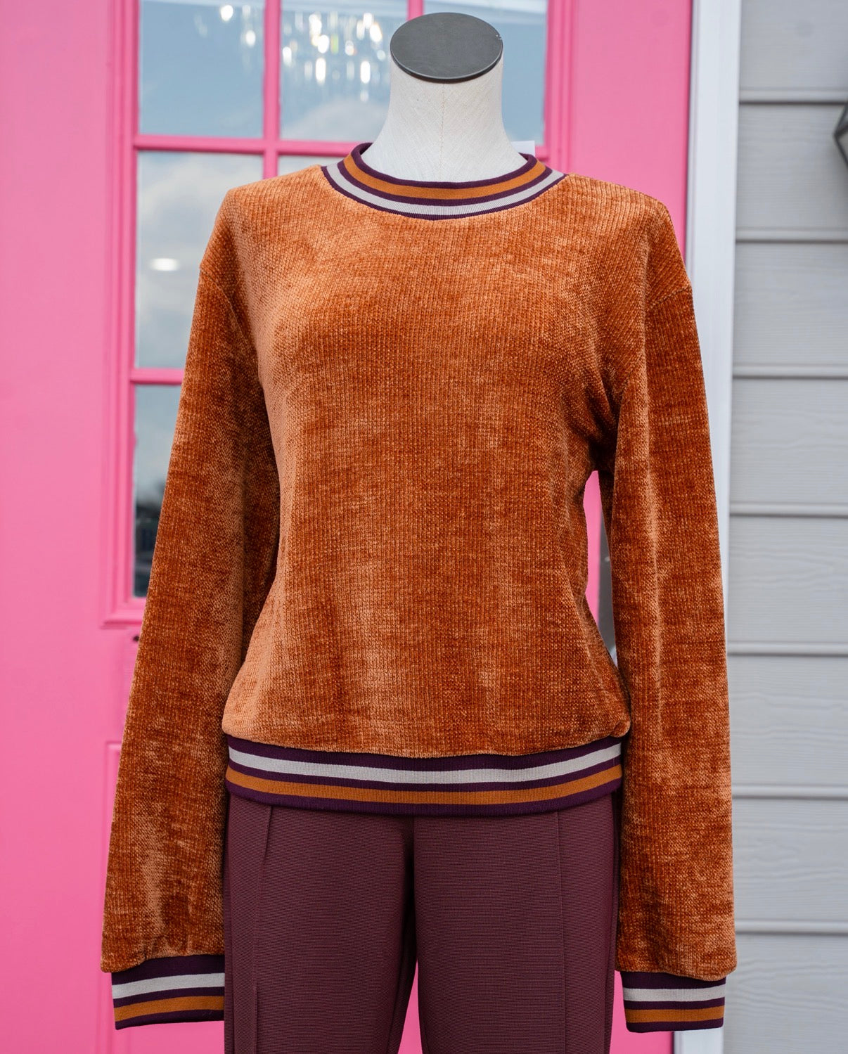 J.O.A orange burgundy sweater size L NWT