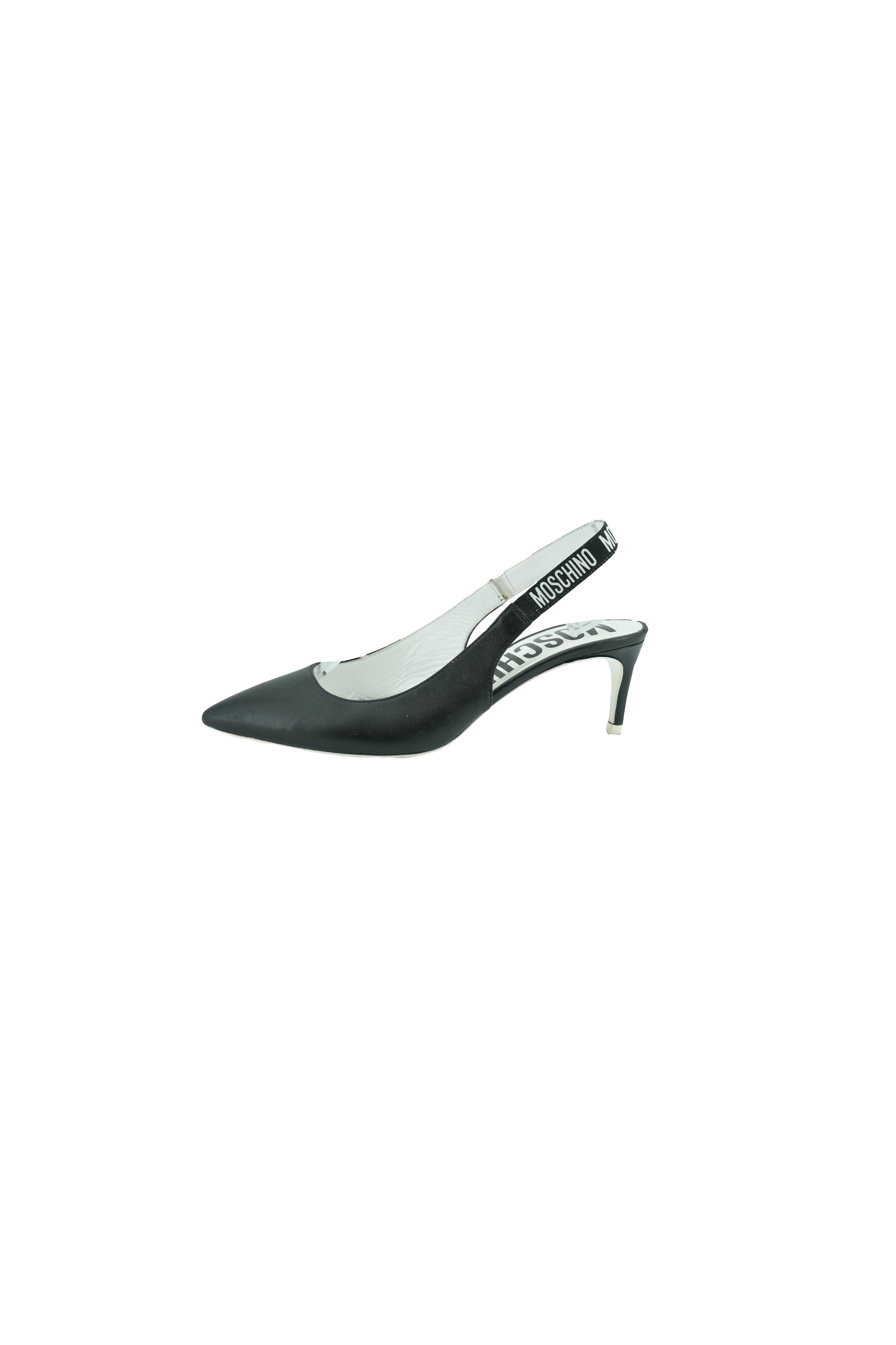Moschino black logo slingback pumps size 38