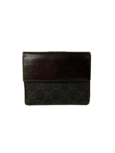 Gucci brown leather denim GG wallet