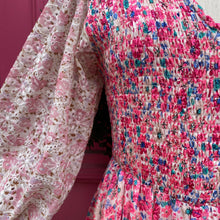 Melloday pink multicolor floral long sleeve dress size L