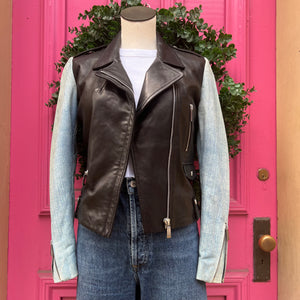 Barbara Bui leather denim moto jacket size 8