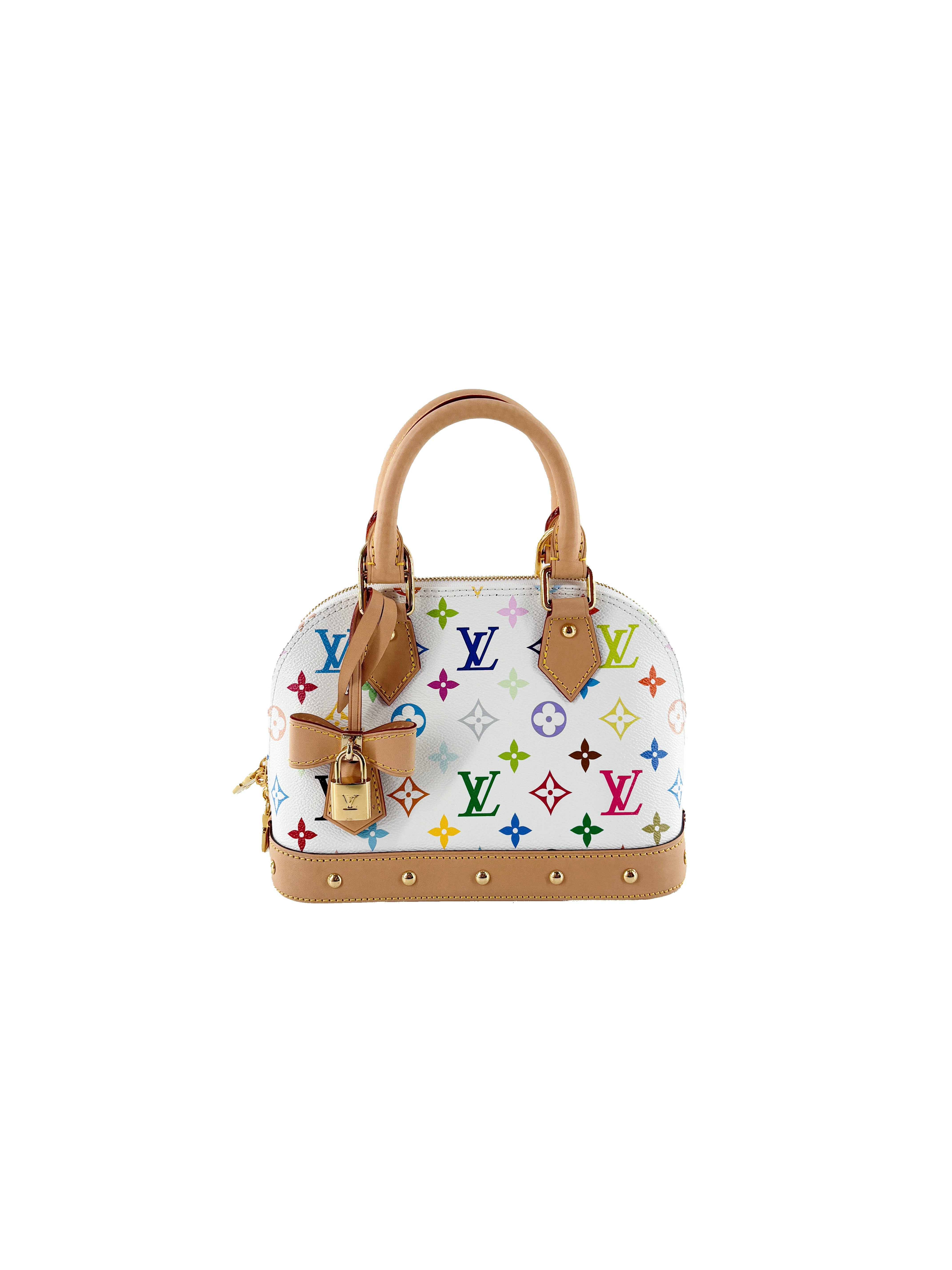 Louis Vuitton x Takashi Murakami multicolor Alma BB white NFC