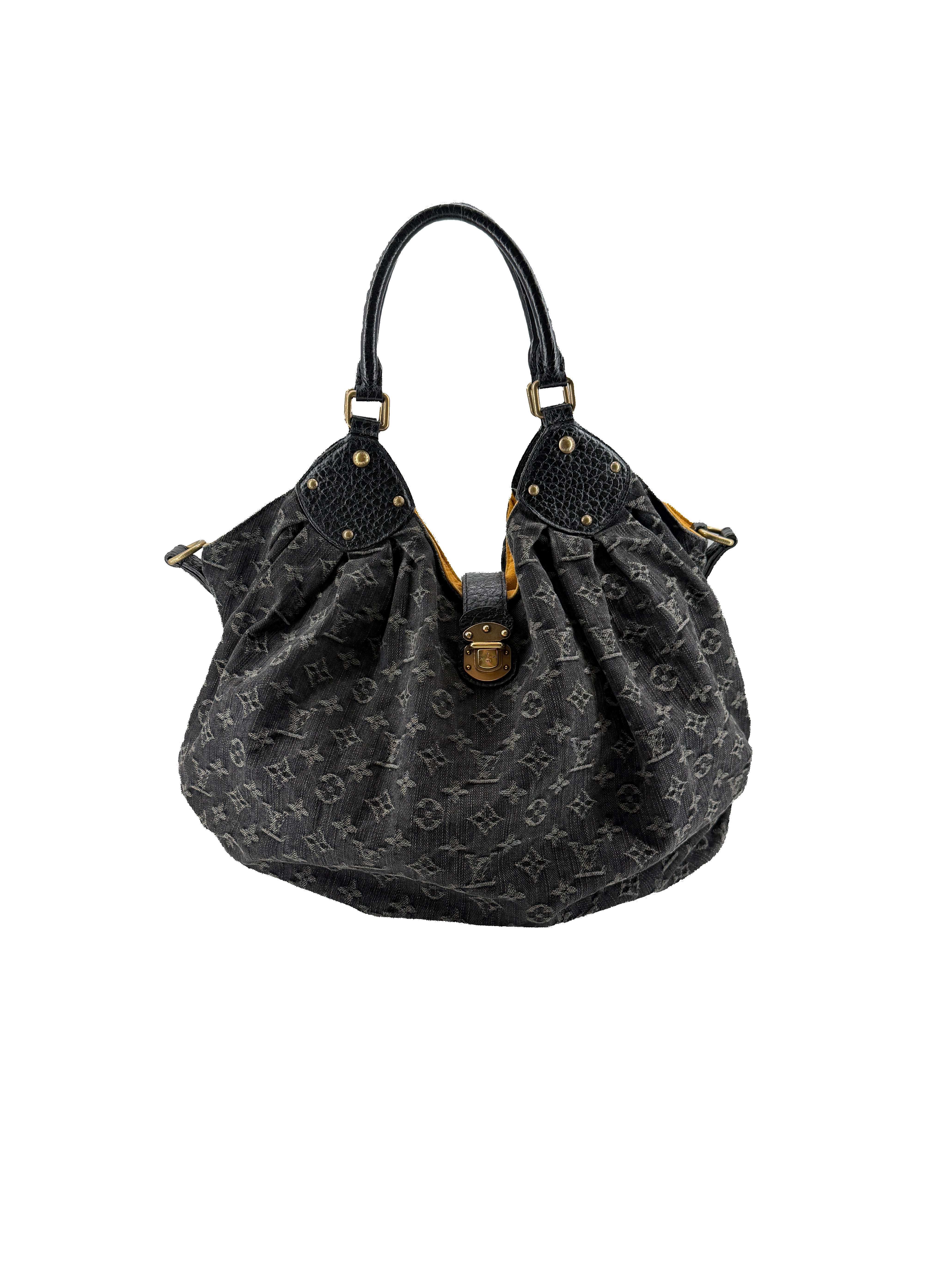 Louis Vuitton monogram black denim Mahina XL FL0078
