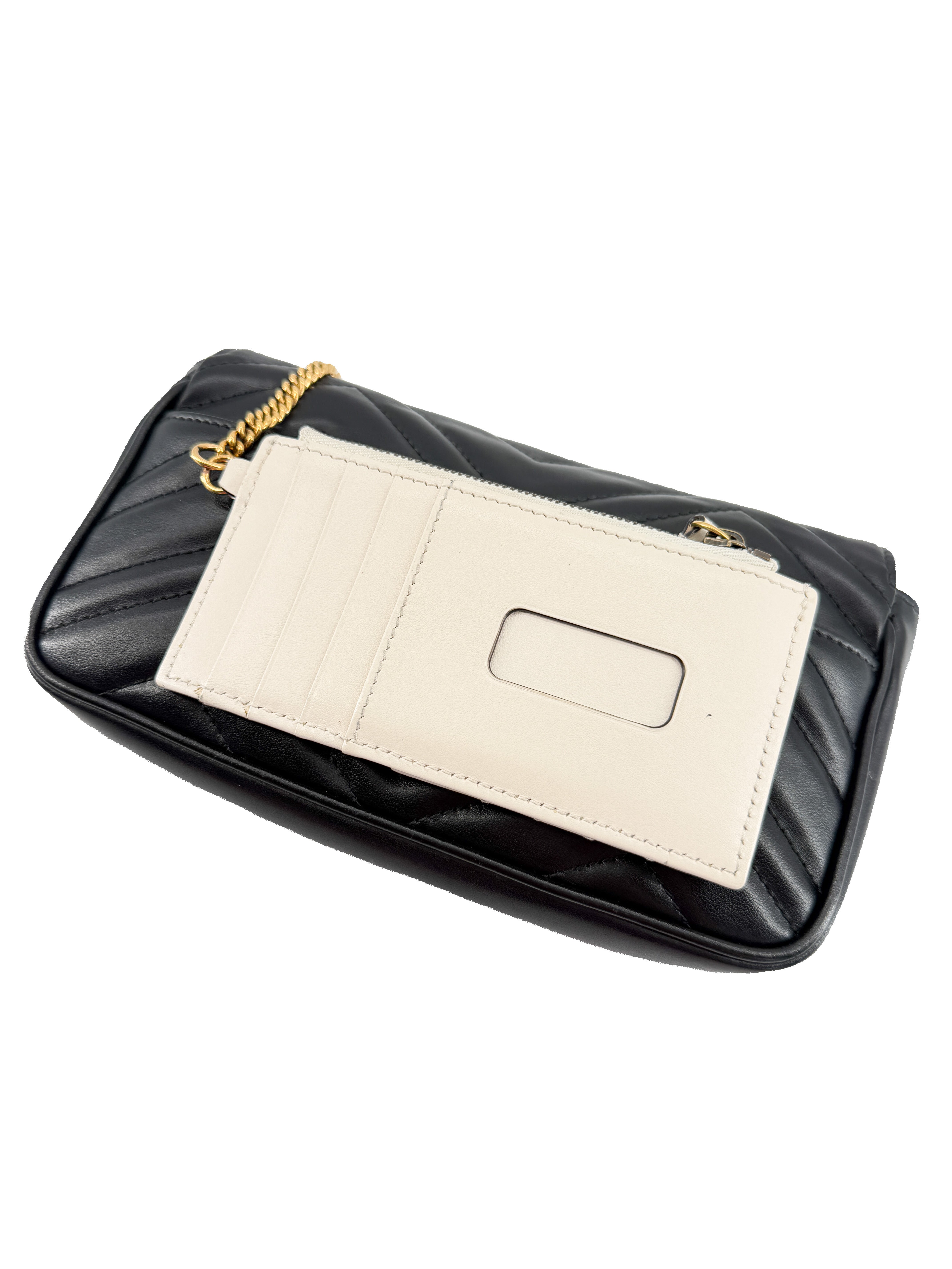 Gucci black Marmont small crossbody w/ white cardholder 751526-493075