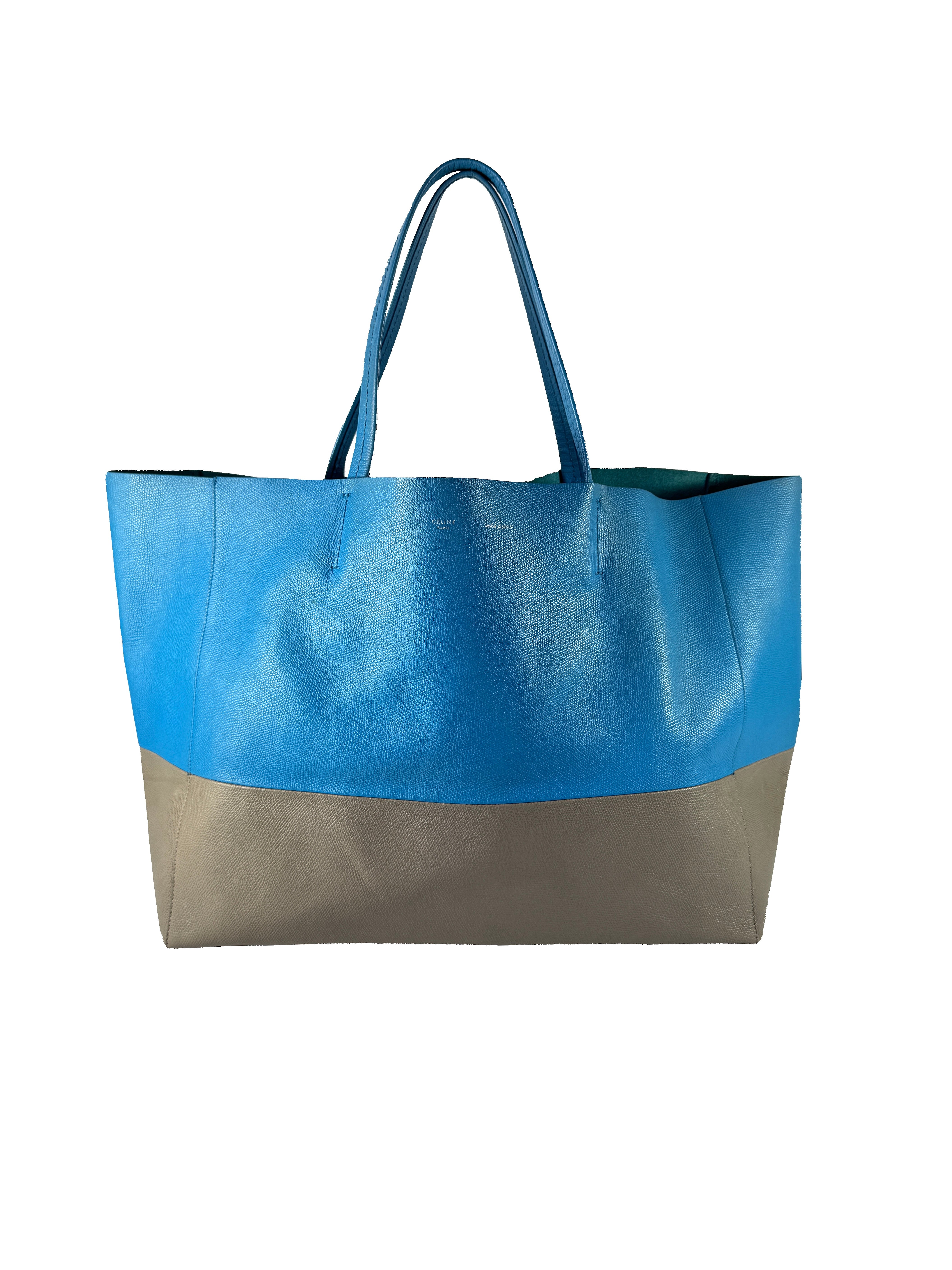 Celine blue/taupe horizontal Cabas tote