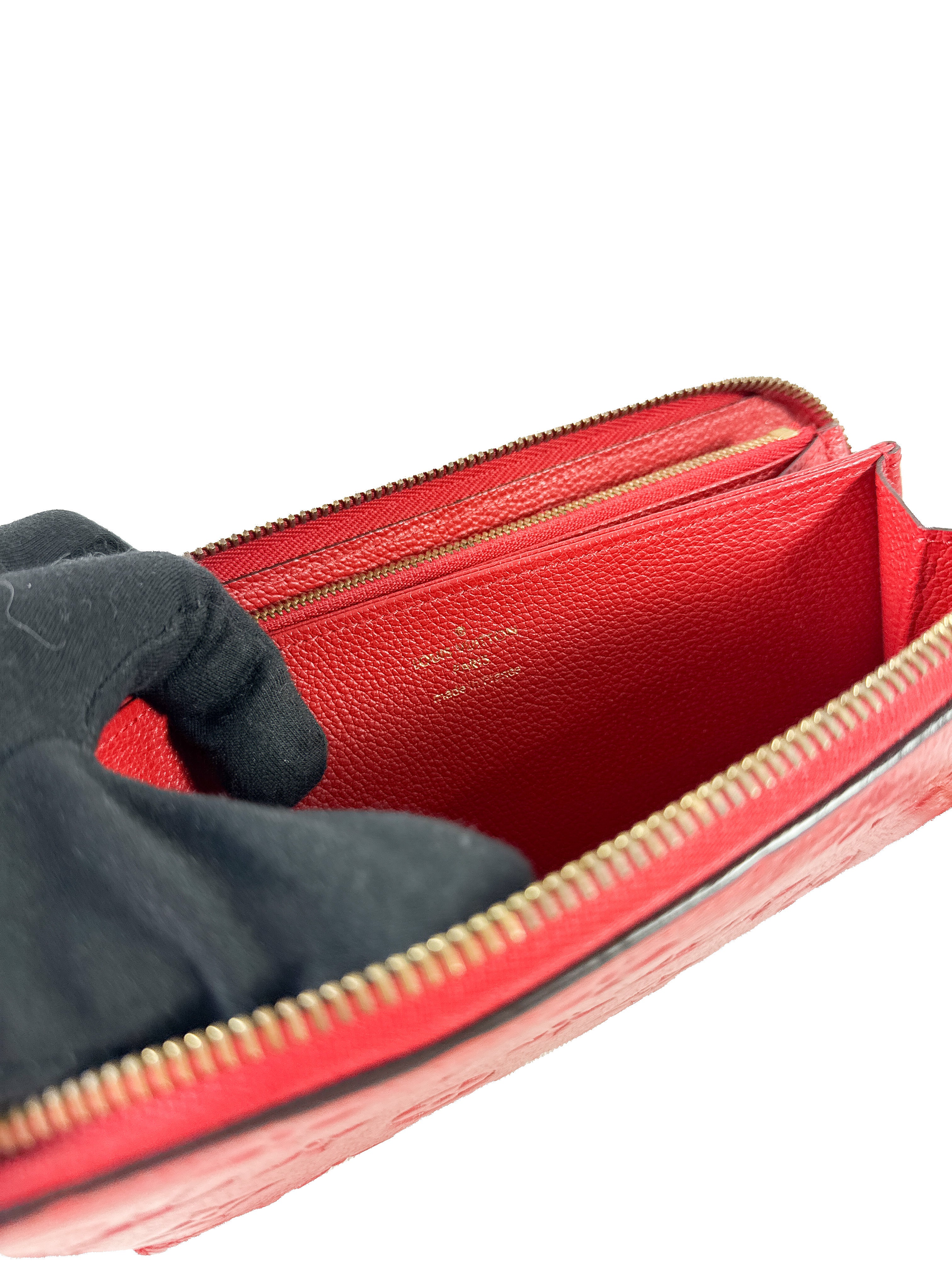 Louis Vuitton monogram red empreinte leather zippy wallet SP2117