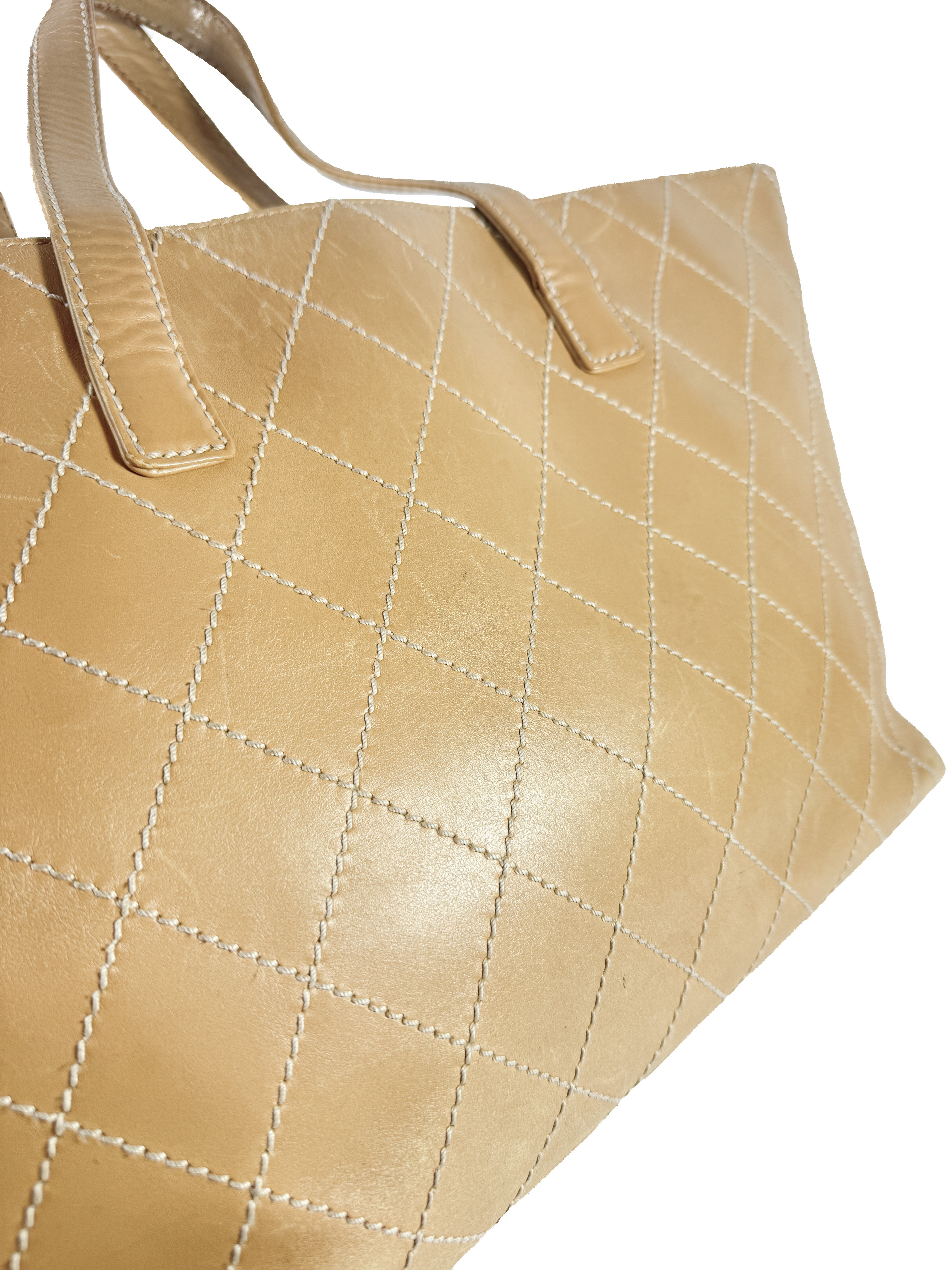 Chanel brown leather wild stitch Surpique Tote Beige 7531480