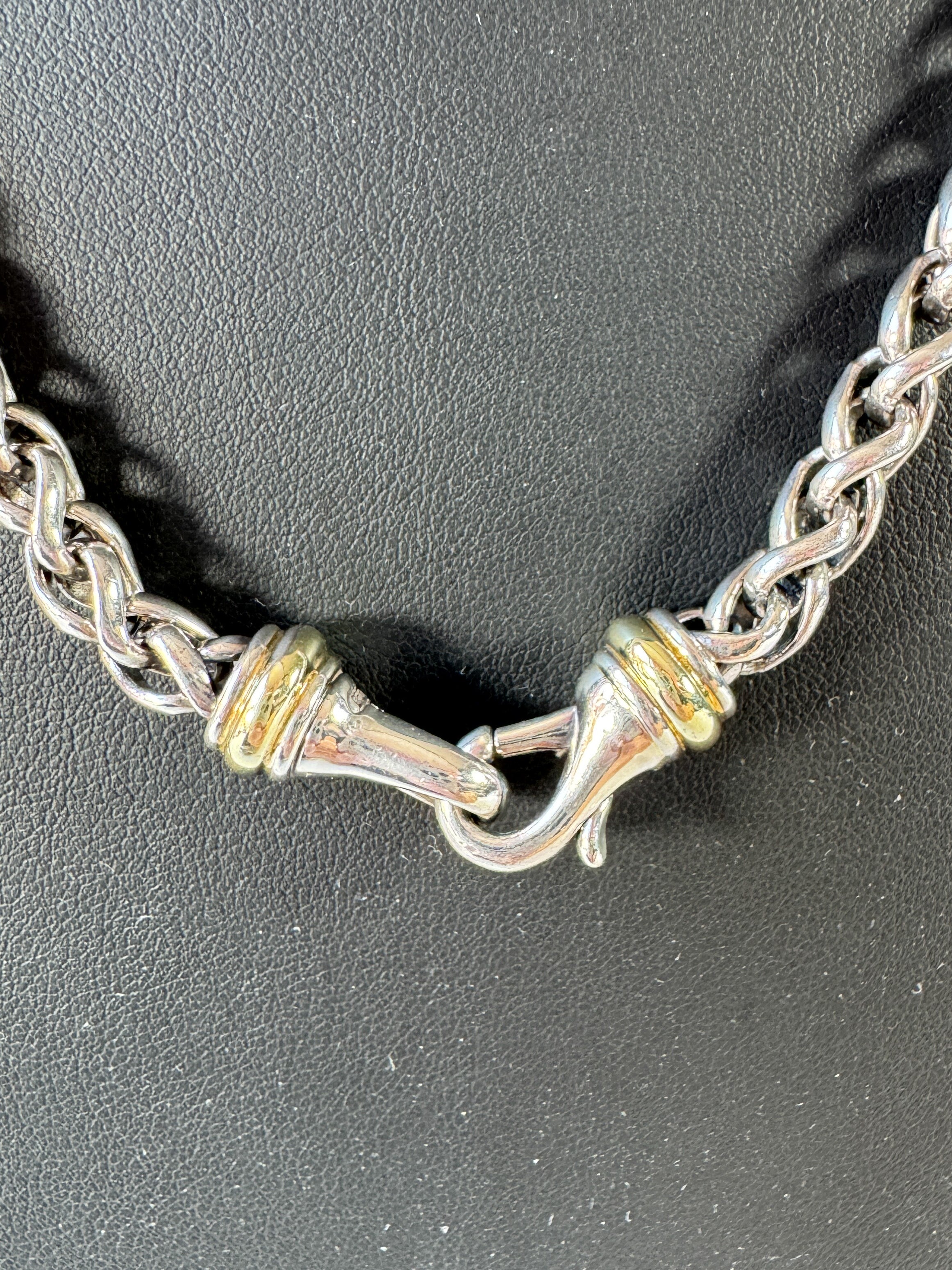 David Yurman sterling silver 18k gold wheat chain necklace