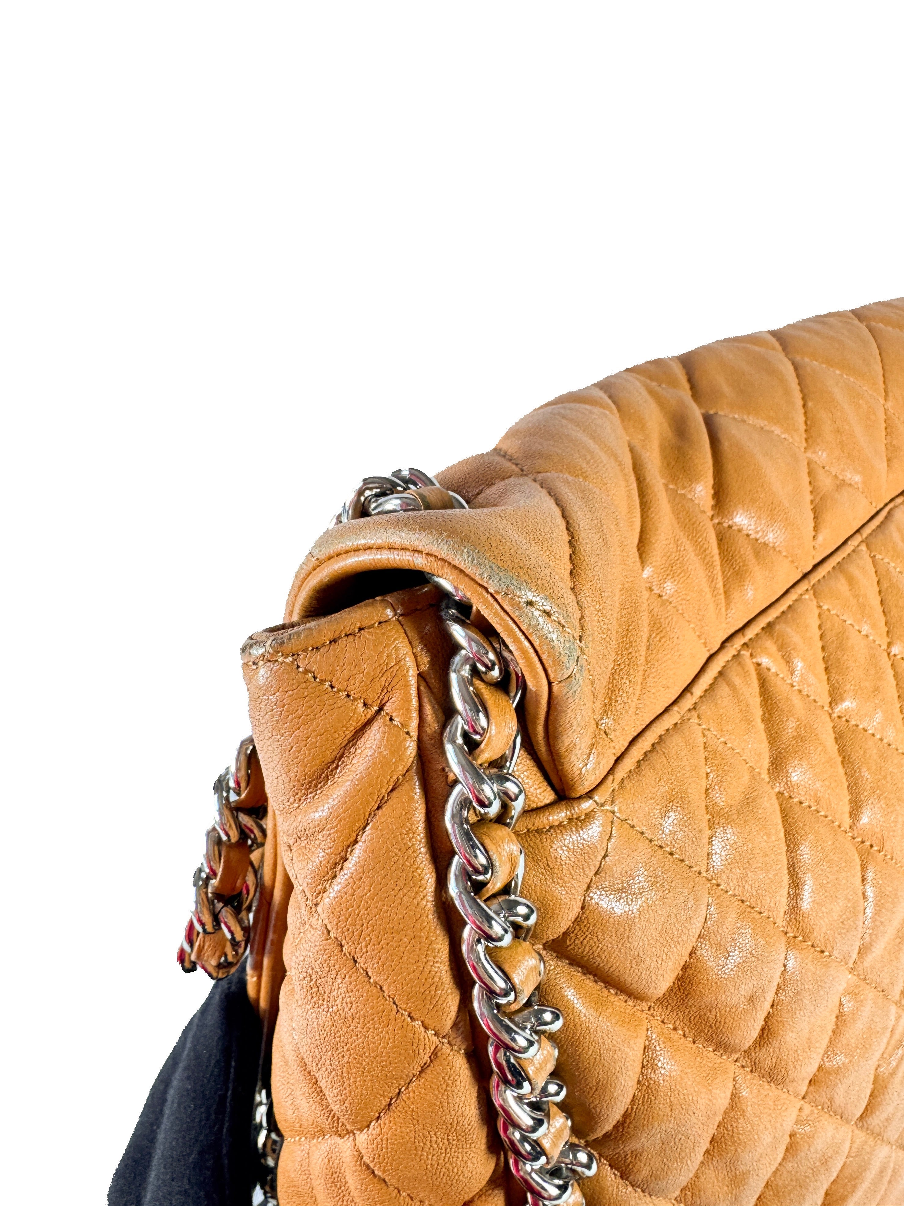 Chanel brown quilted chain around maxi flap shoulder bag 17236173