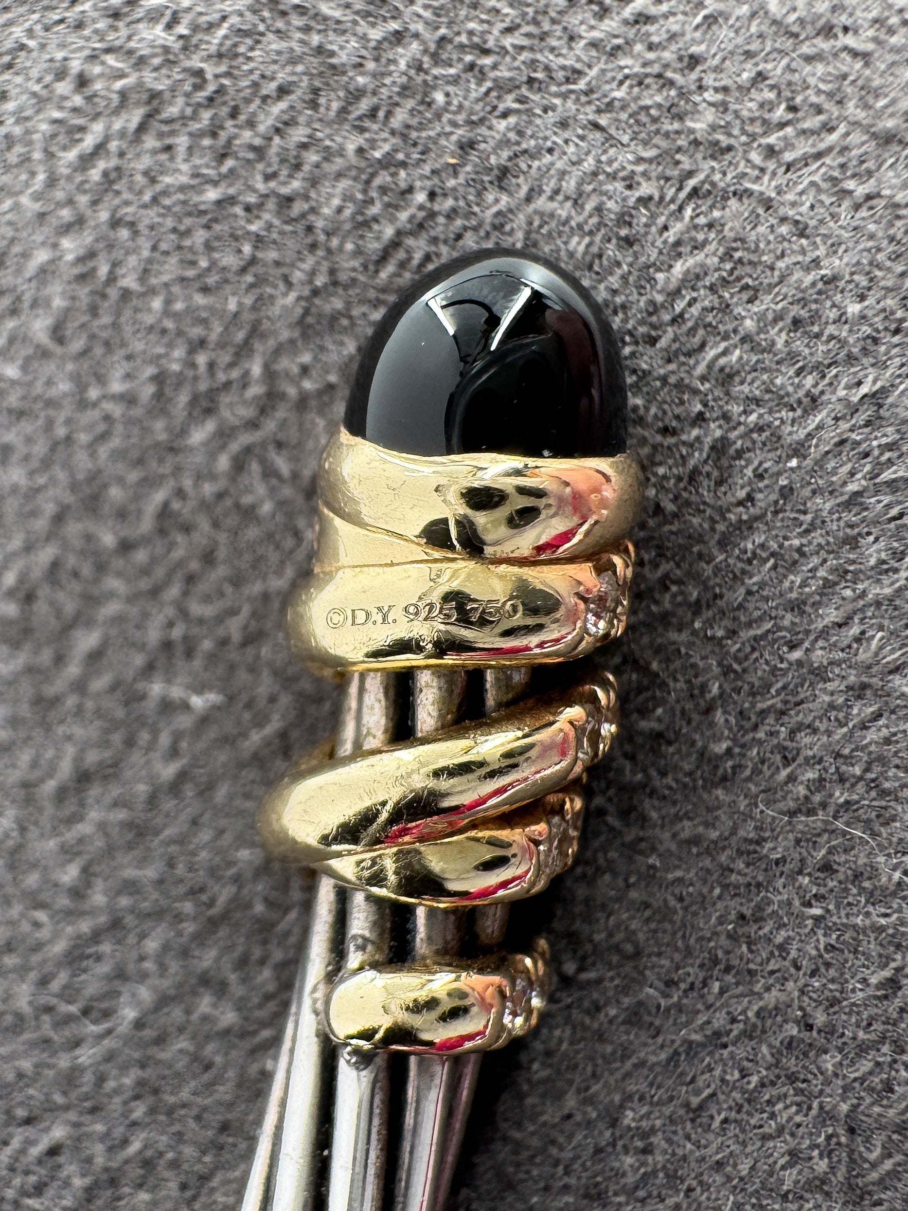 David Yurman Helena end station bracelet with 18k gold, black onyx, and diamonds