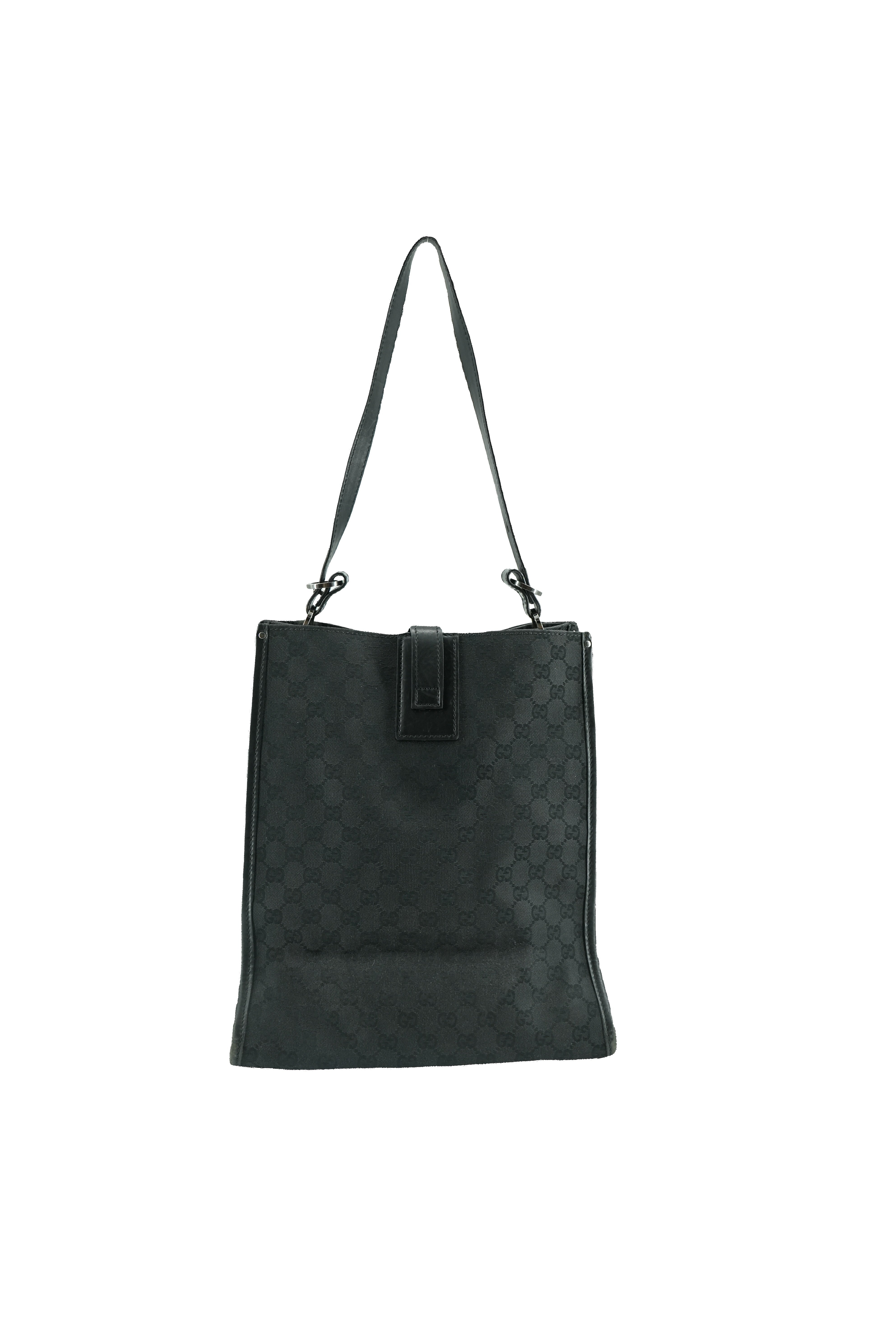 Gucci black signature canvas leather shoulder 109101 002404