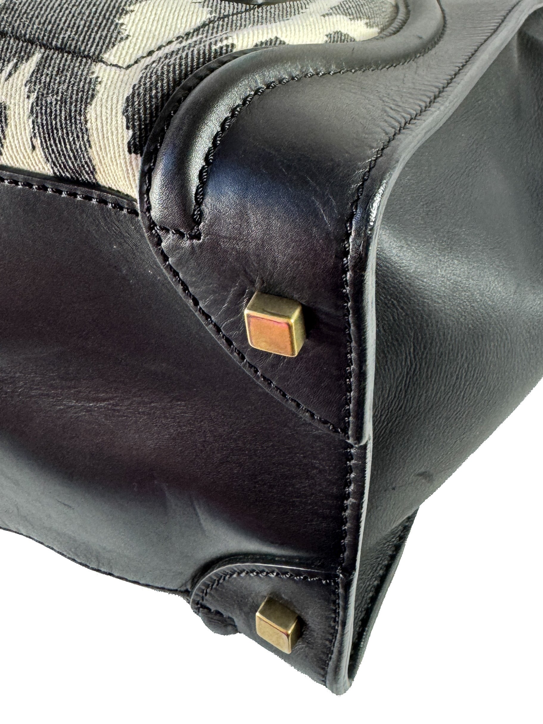 Celine black/white leopard print leather Luggage Mini S-AT-1121 F-CE-1121