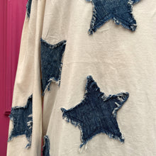 One Teaspoon cream blue star long sleeve top size M NWT