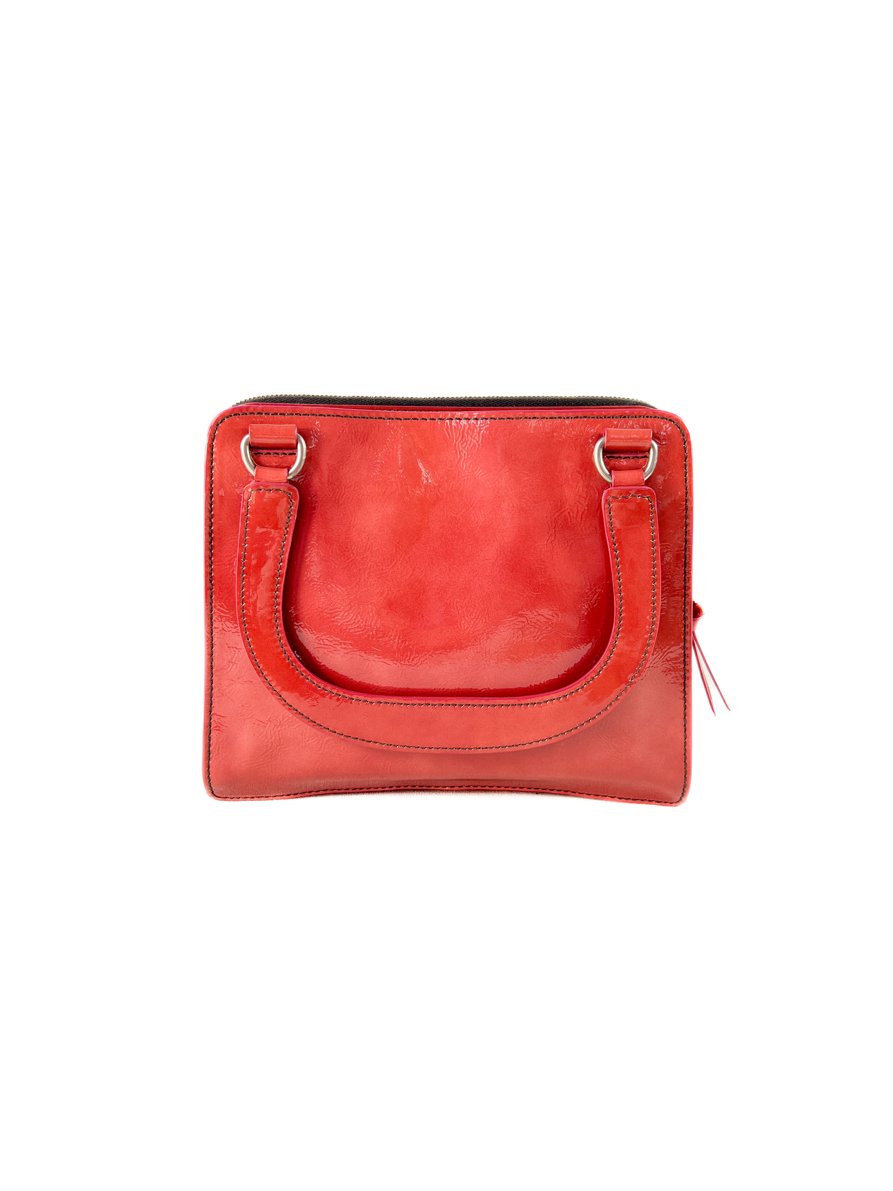 Miu Miu coral patent leather top handle bag (Fall 2003 RTW)