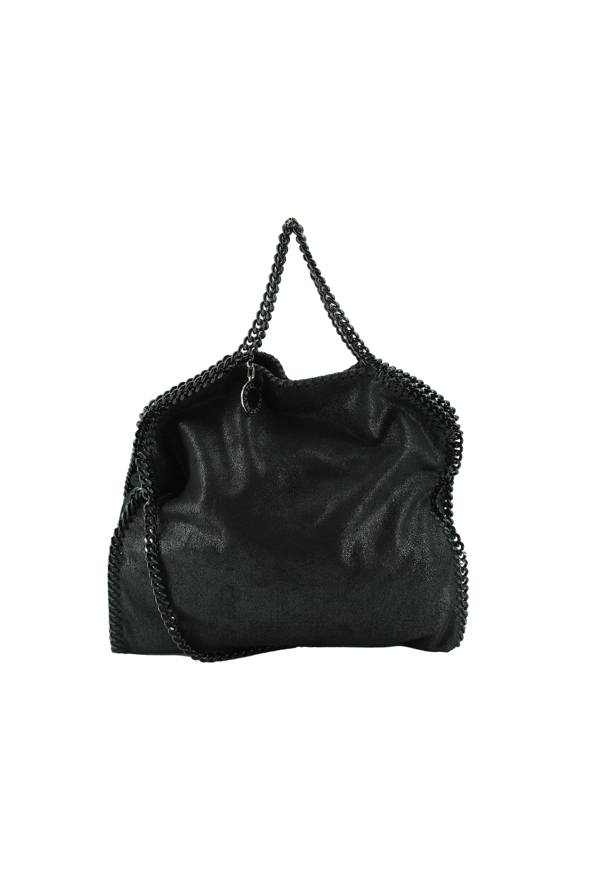 Stella McCartney black Falabella fold over Shaggy Deer tote