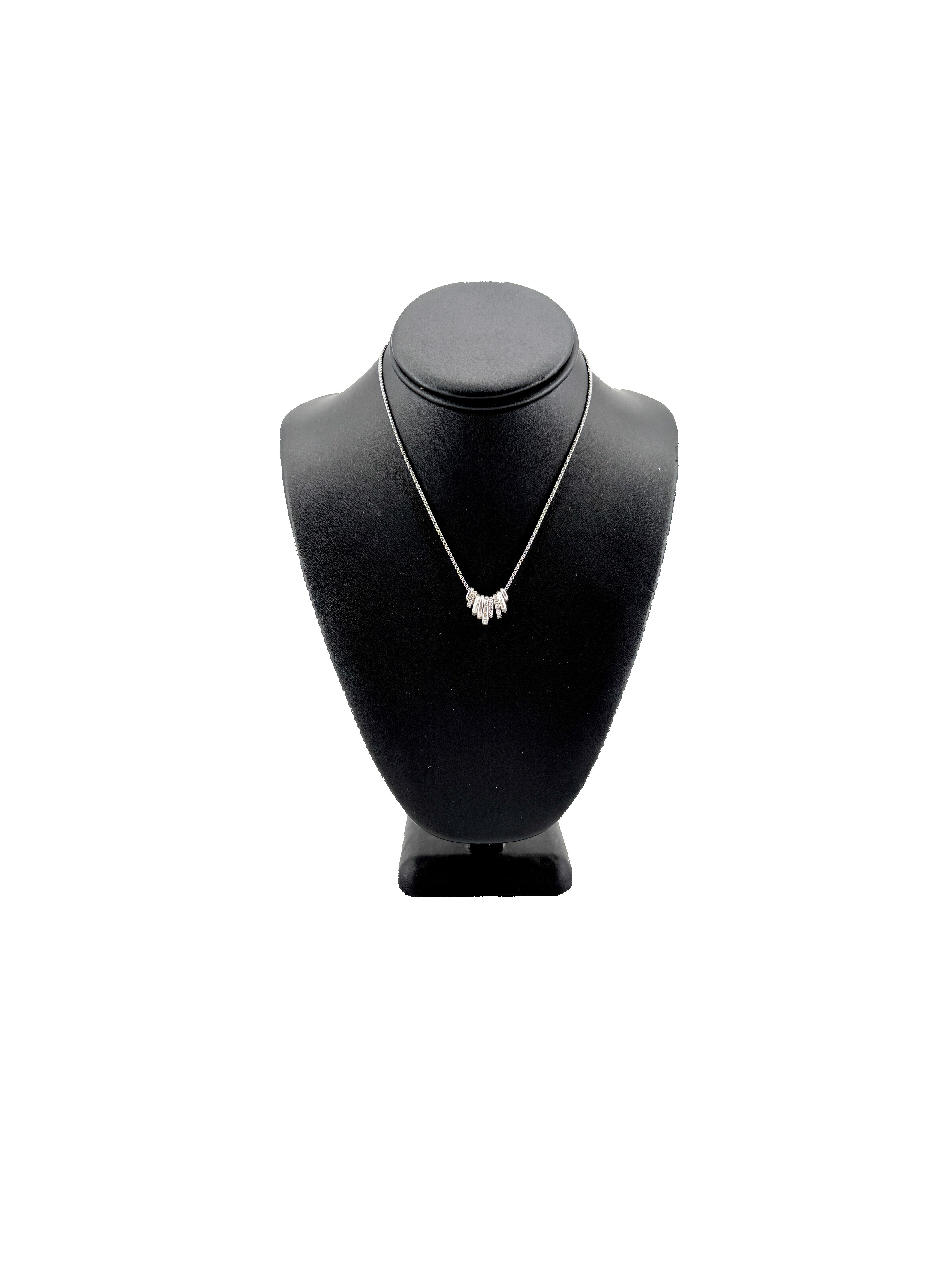 David Yurman sterling silver diamond Stax Rondelle pendant necklace *as is*