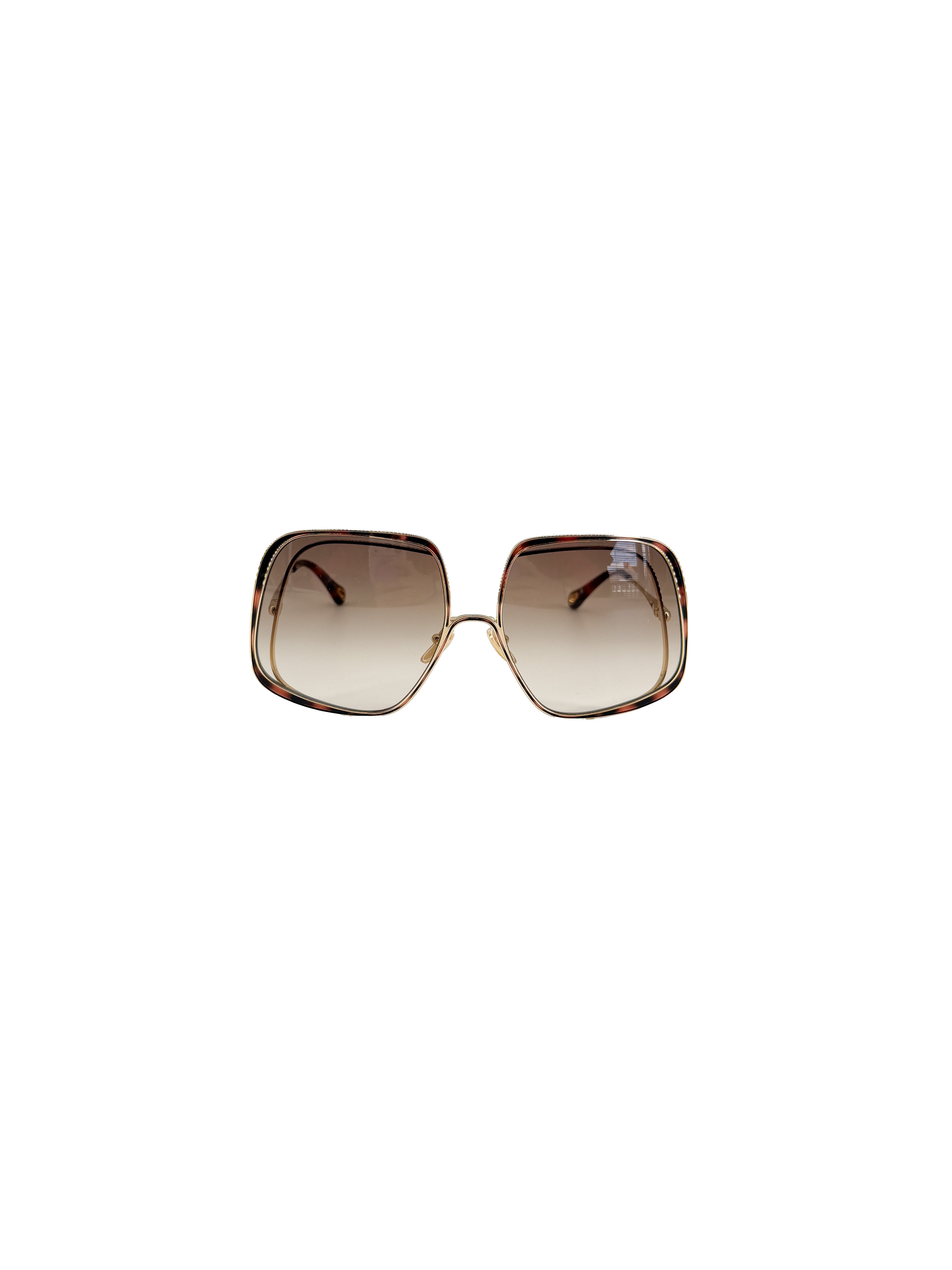 Chloé gold tortoise oversized square sunglasses CH0035S