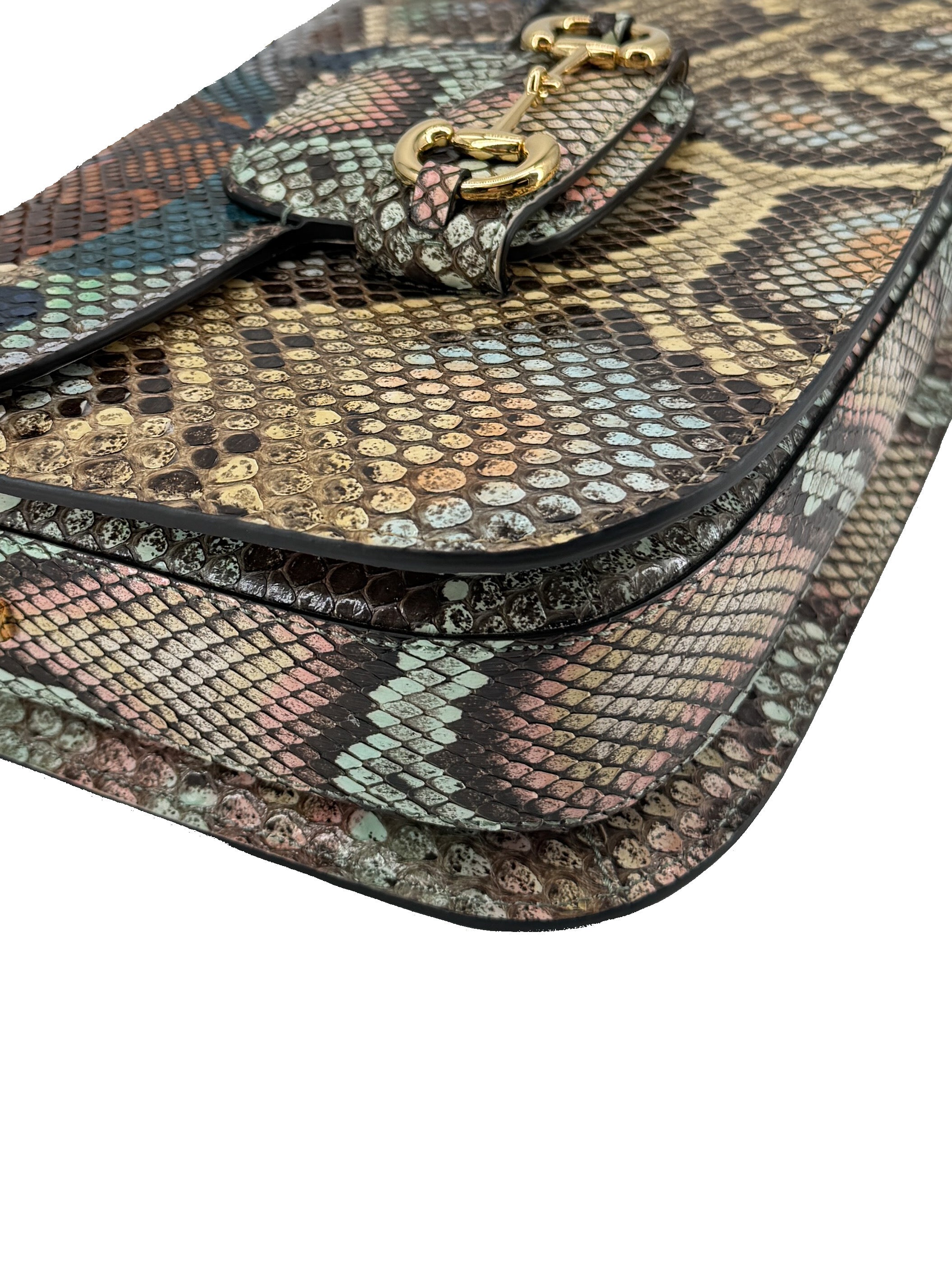 Gucci Snakeskin Horsebit 1955 Shoulder Bag Multicolor 602204-525040