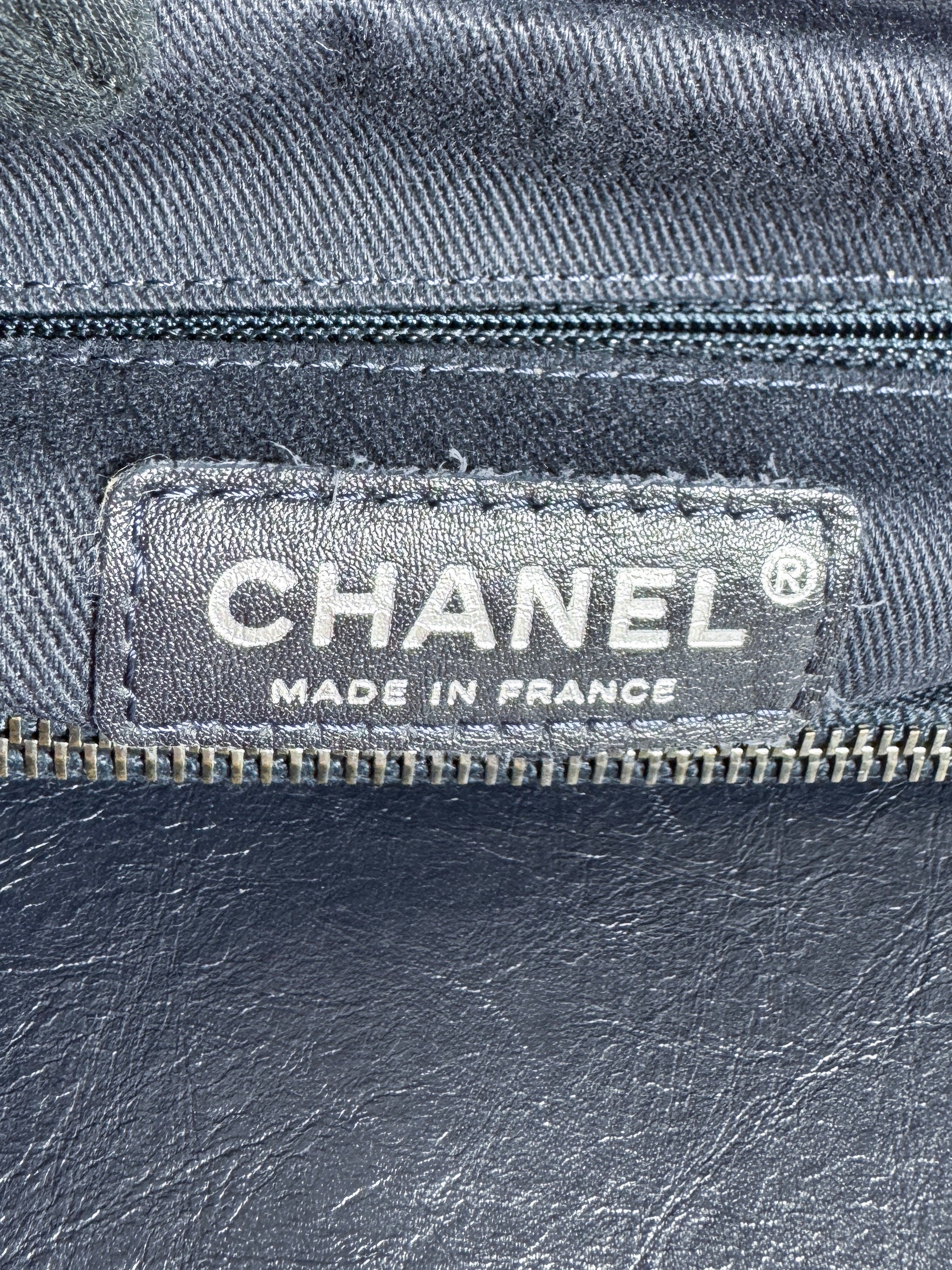 Chanel navy leather reissue quilted aged tote large 17177741