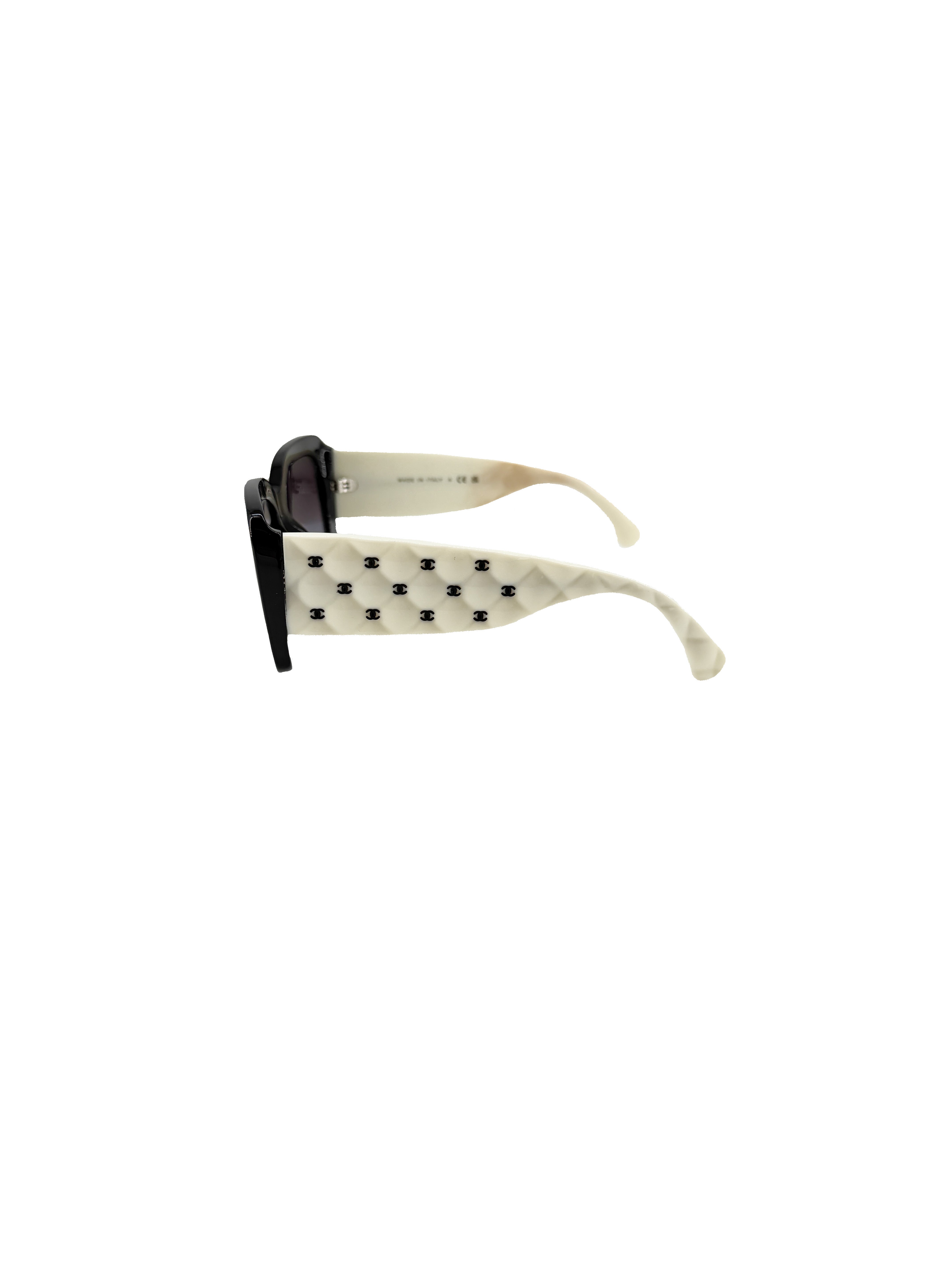 Chanel cream/black quilted CC sunglasses 5483 - My Girlfriend's Wardrobe LLC