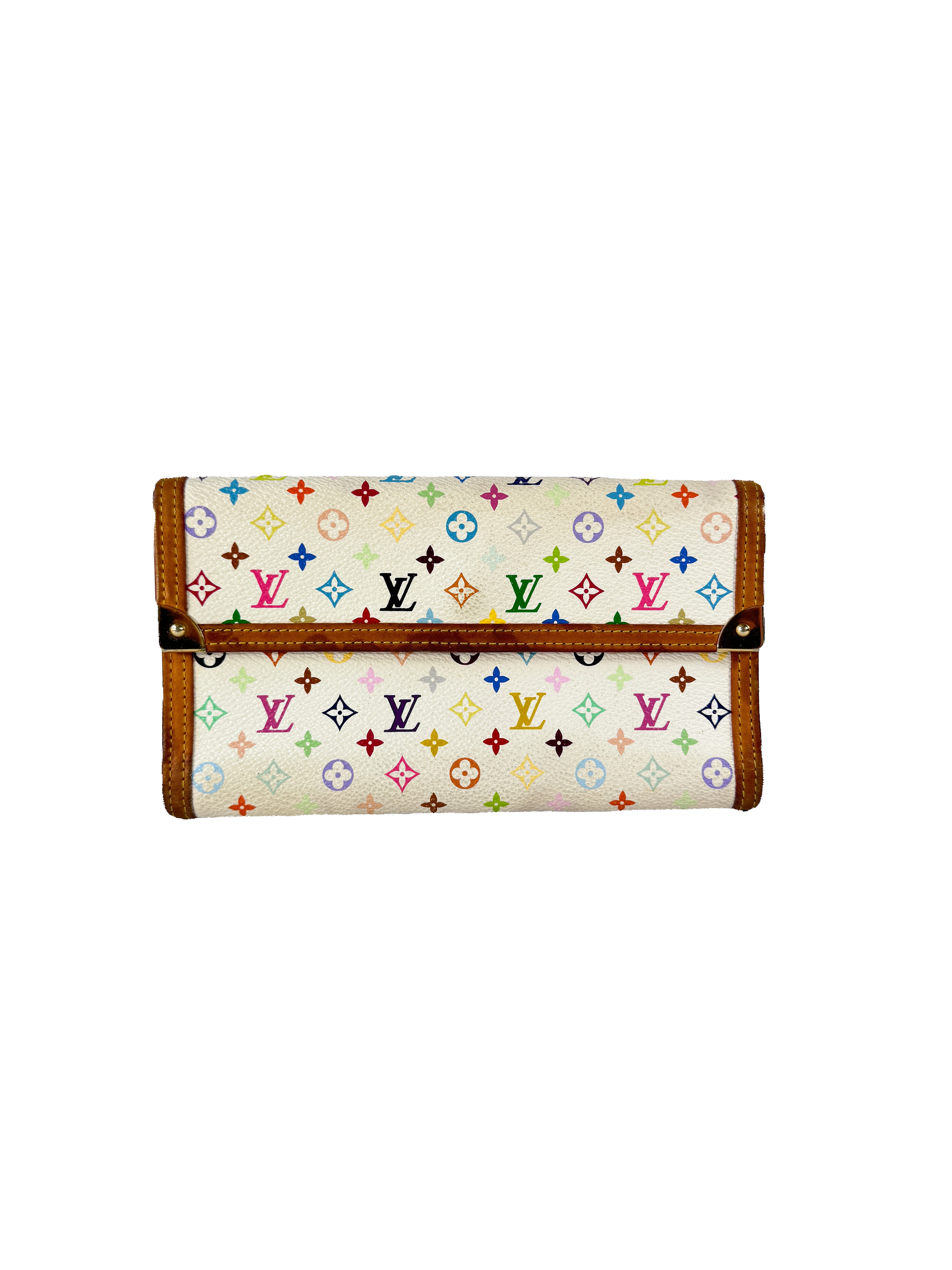 Louis Vuitton white multicolor porte tresor international wallet TH0066