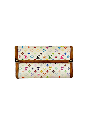 Louis Vuitton white multicolor porte tresor international wallet TH0066