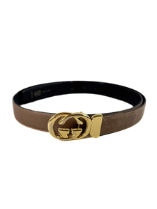 Gucci brown/black leather reversible vintage belt 100 40 (fits 14-18 jean size women)