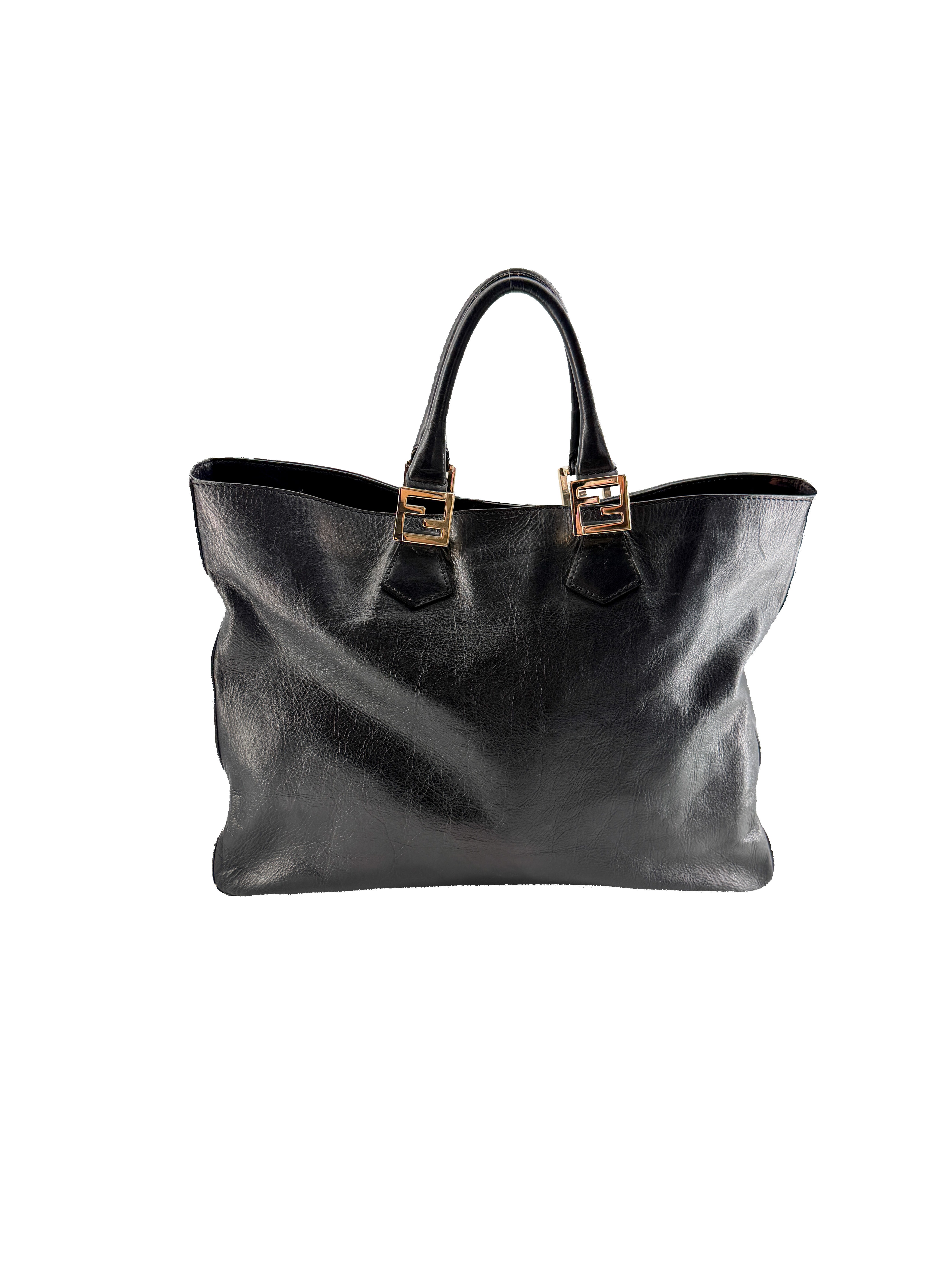 Fendi black leather Twins tote 089