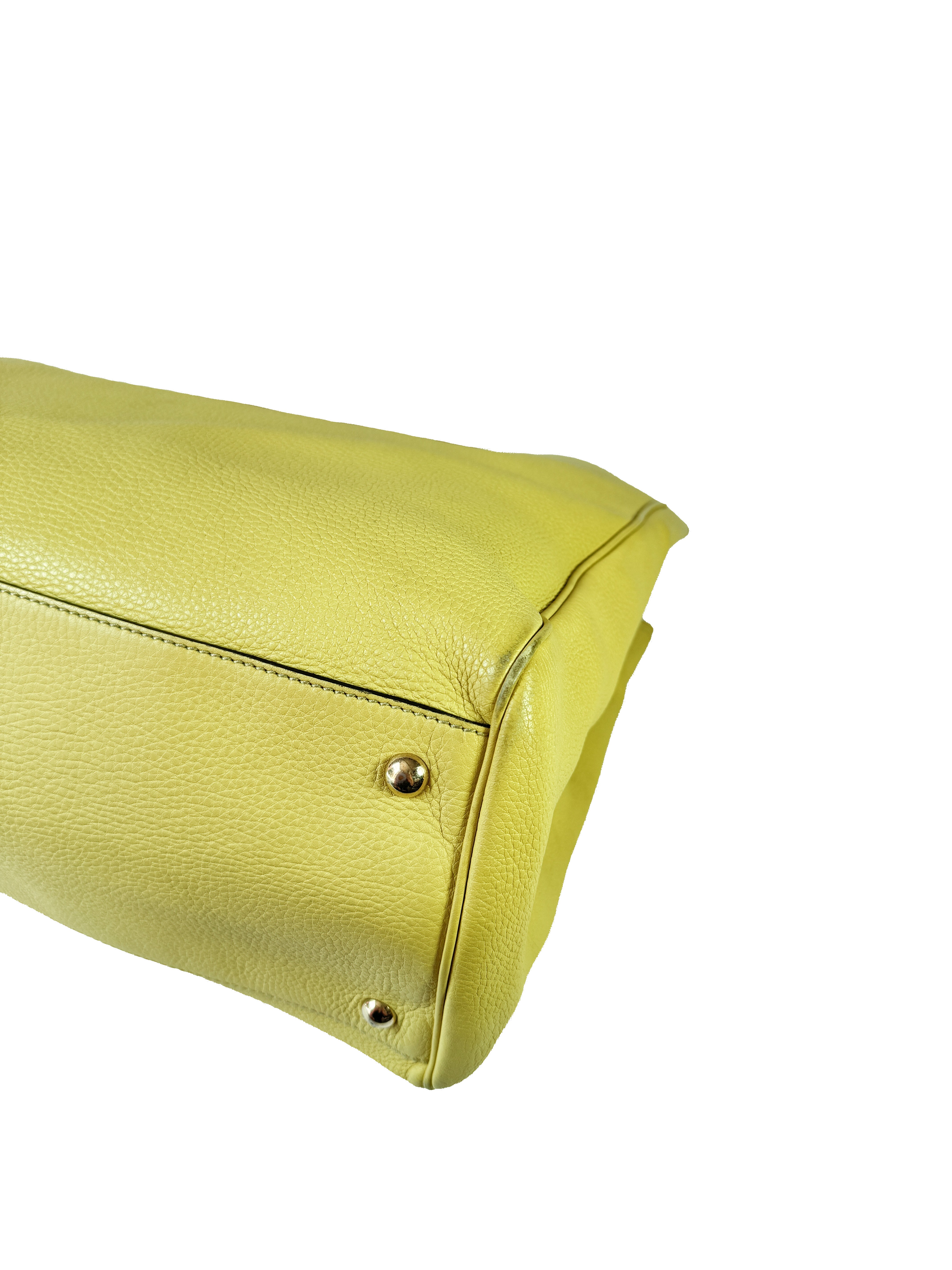 Gucci chartreuse leather Bamboo handle shopper  323658 525040