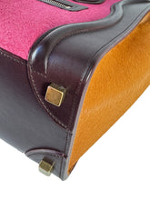 Celine burgundy, pink, and orange leather/pony hair Luggage micro F-GA-0154