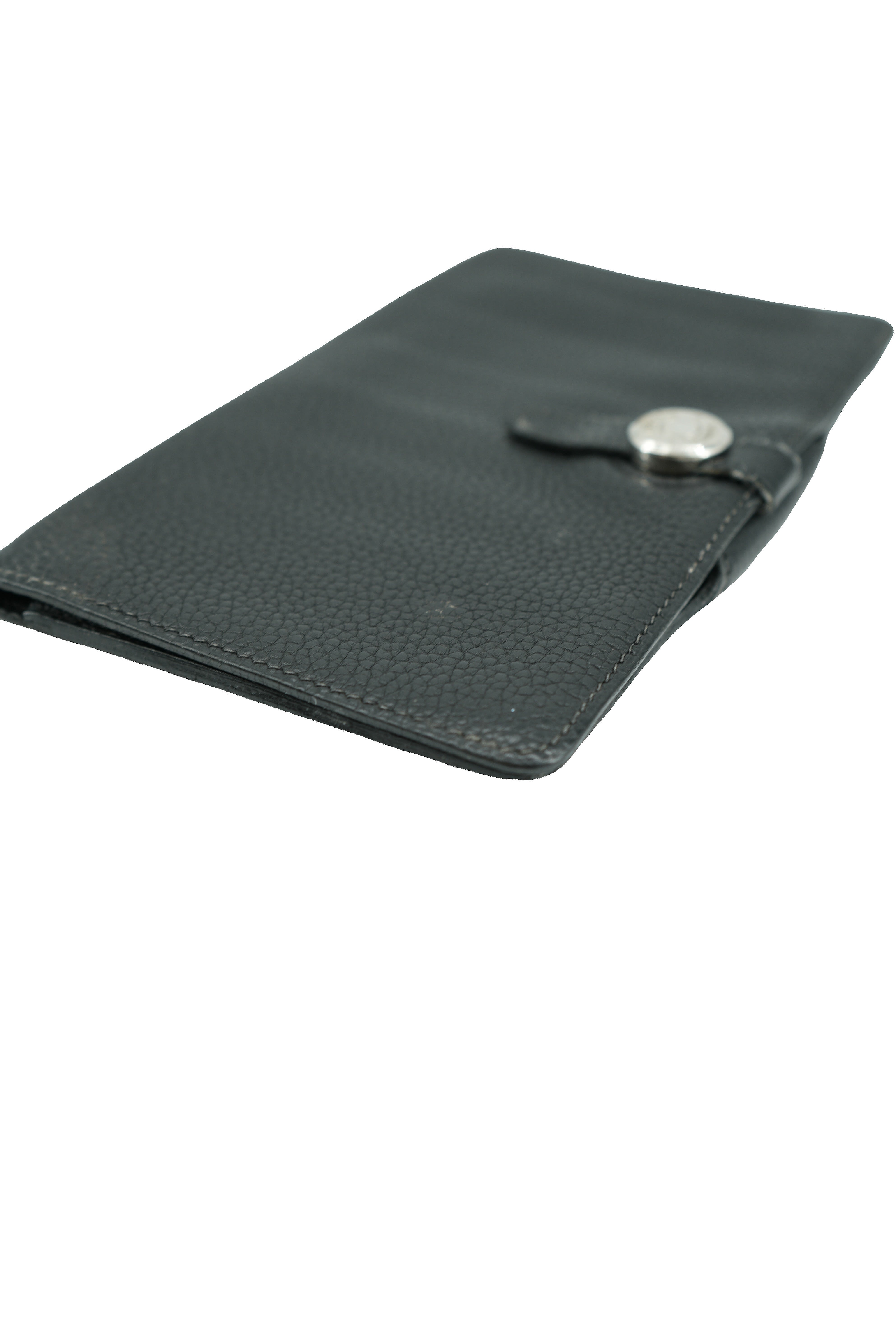 Hermès black leather Dogon wallet sqaure H
