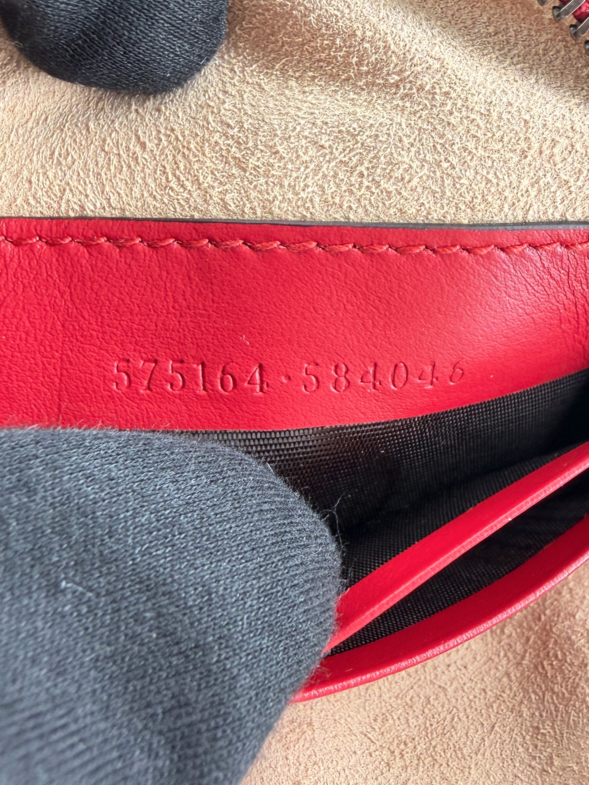 Gucci red Marmont GG wristlet 575164-584046