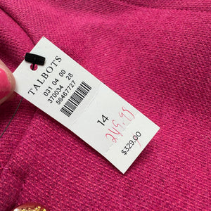 Talbots pink jacket size 14 NWT