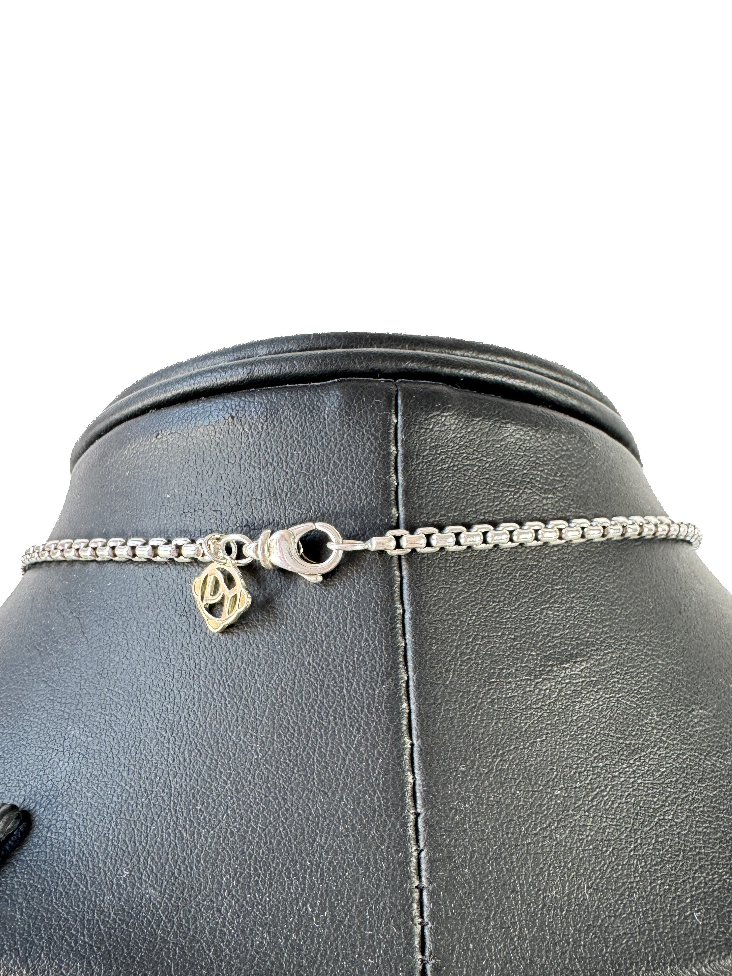 David Yurman sterling silver diamond heart pendant necklace