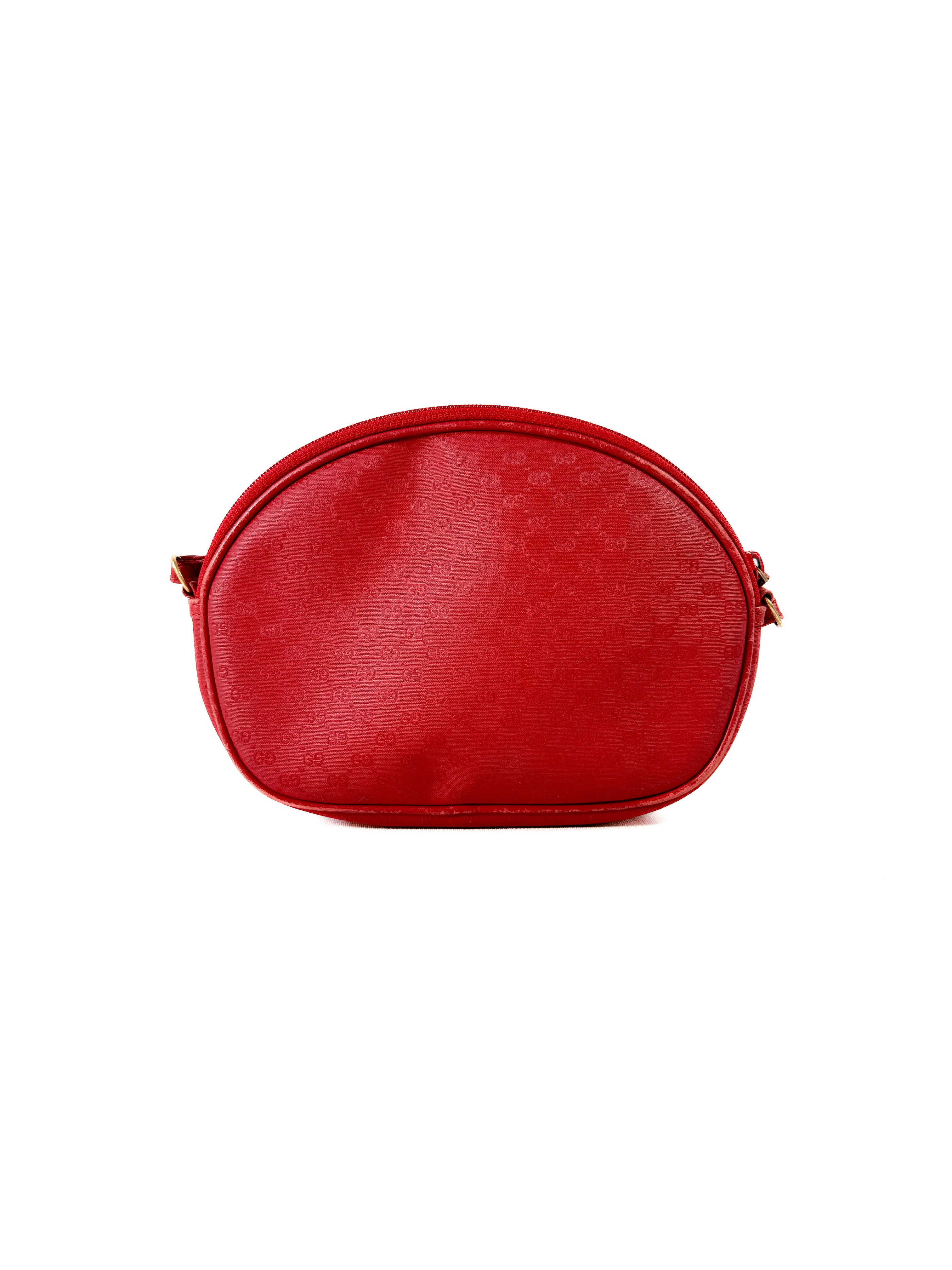 Gucci red monogram coated canvas leather crossbody 007 933 1113