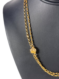 Versace gold tone double curb chain necklace retail $575