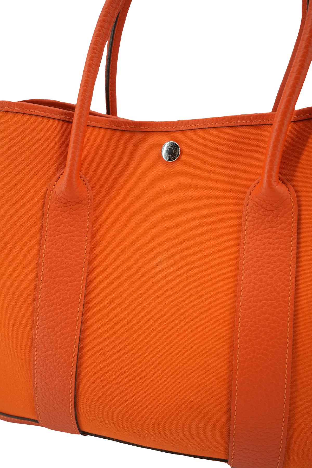 Hermès orange canvas leather Garden Party 36 T