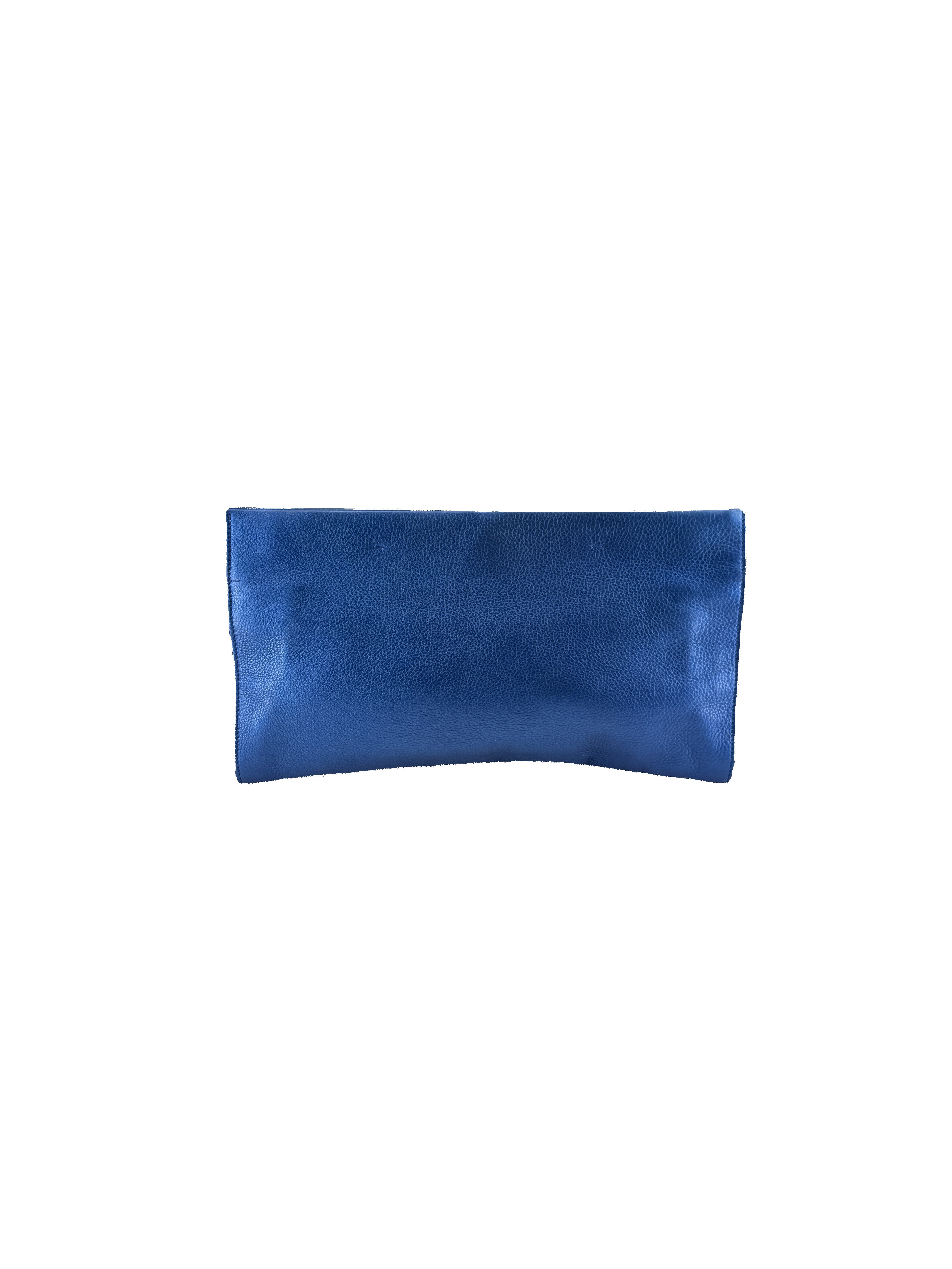 Gucci blue metallic leather bamboo tassel Nouveau clutch 347108 204991