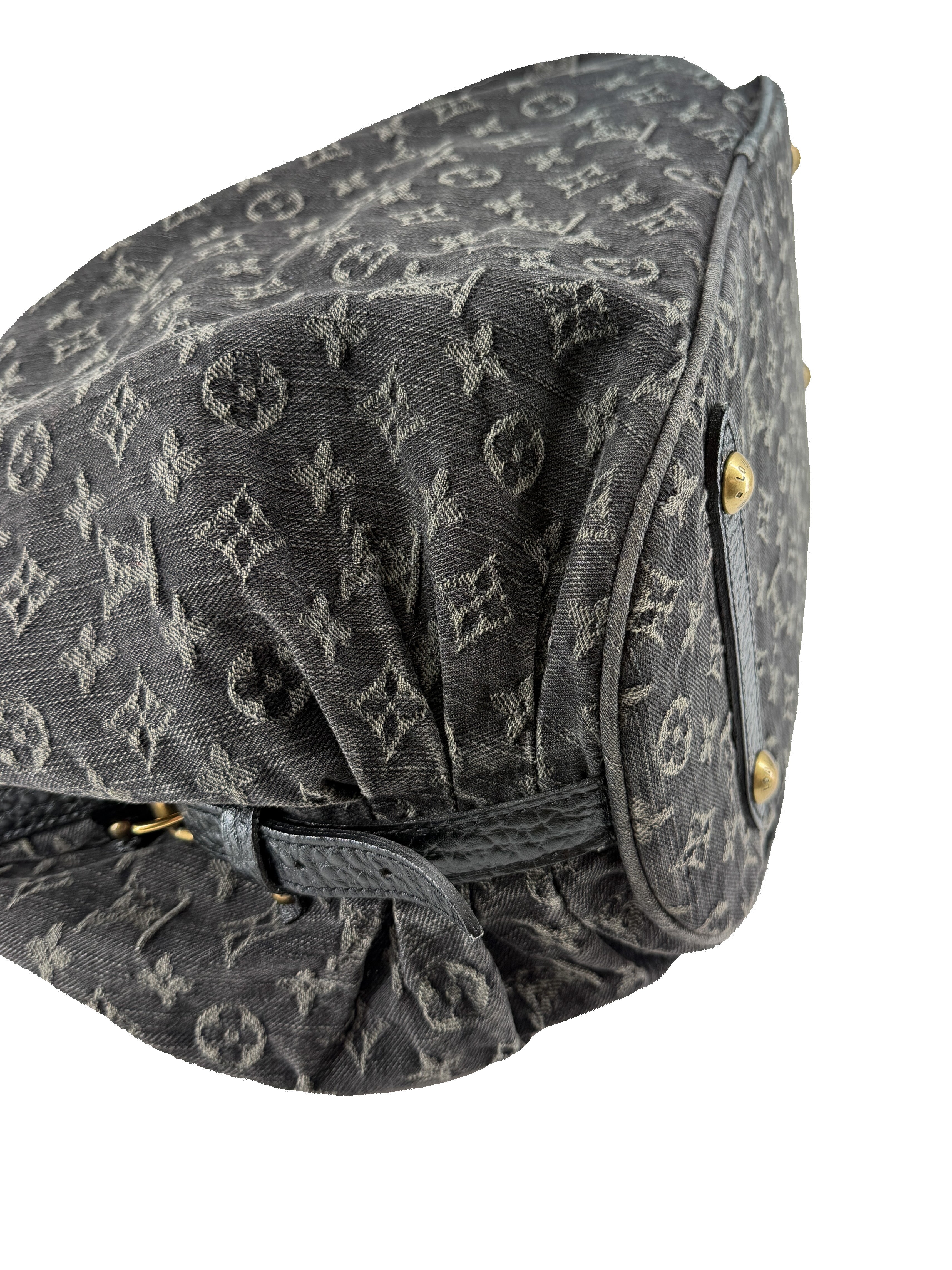 Louis Vuitton monogram black denim Mahina XL FL0078