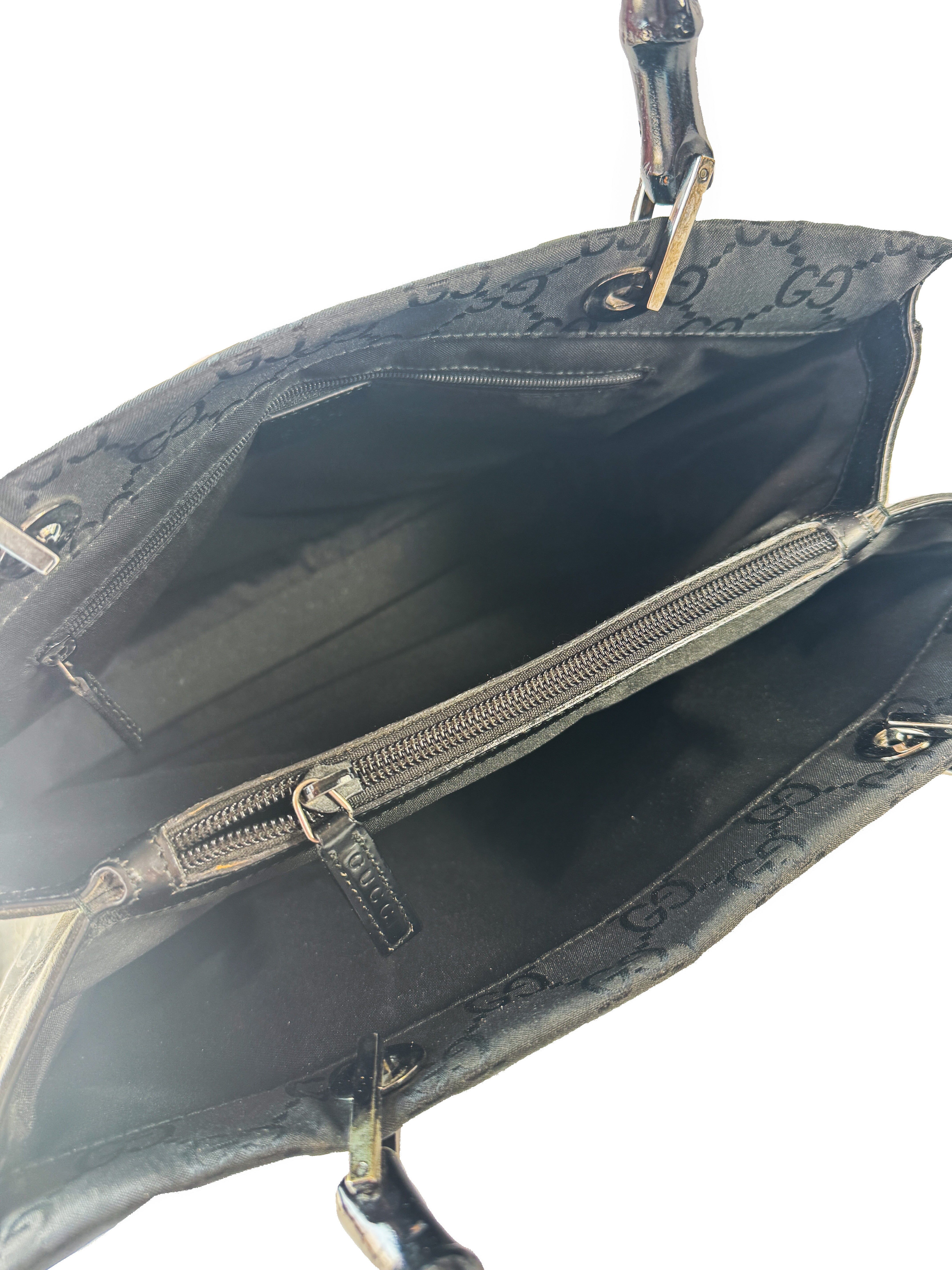 Gucci black GG bamboo handle tote 002.1010002122