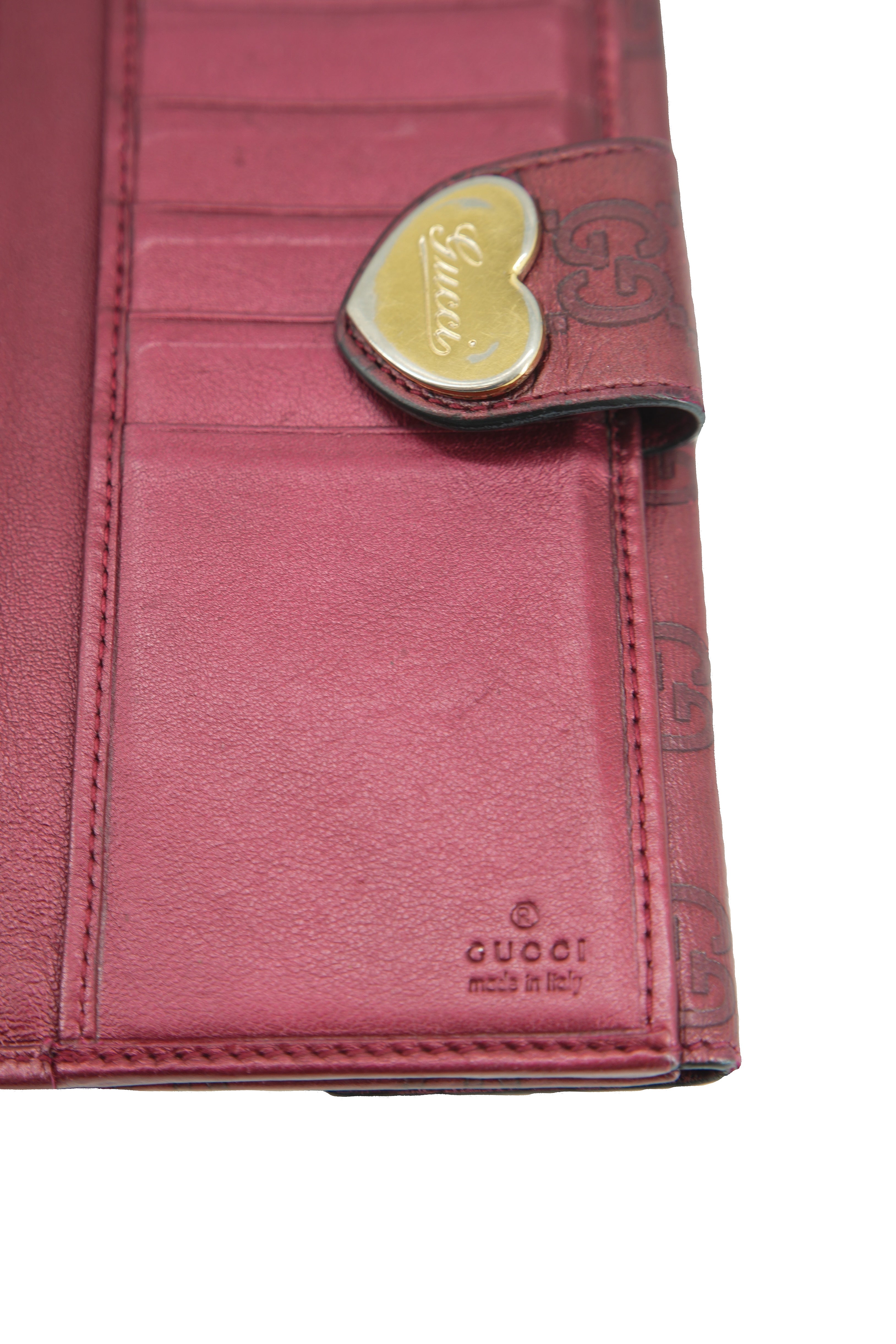 Gucci red leather GG Guccissima heart wallet 208550-0446