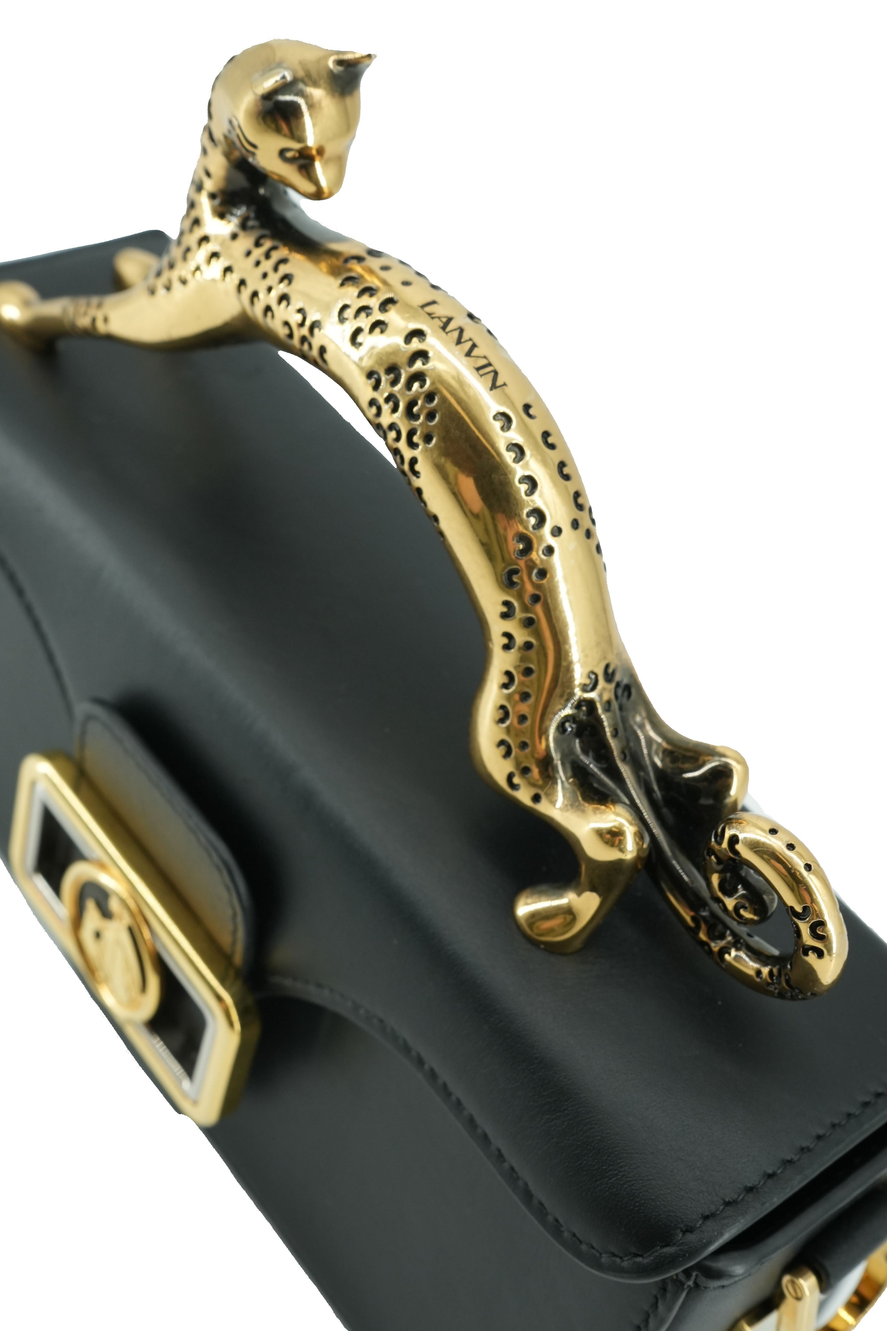 Lanvin black calf leather Pencil Cat Nano bag