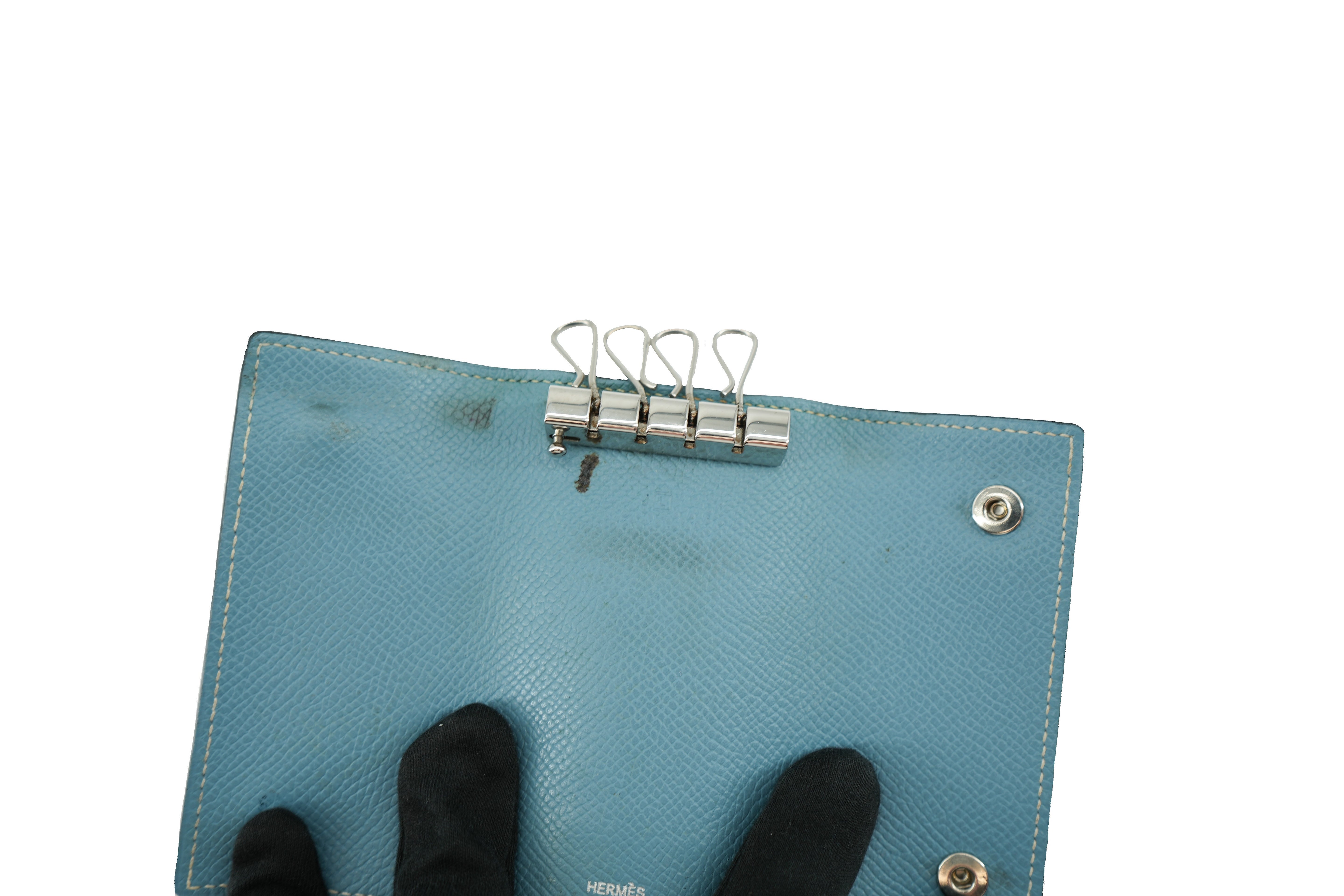 Hermès blue jean 4 key holder square L