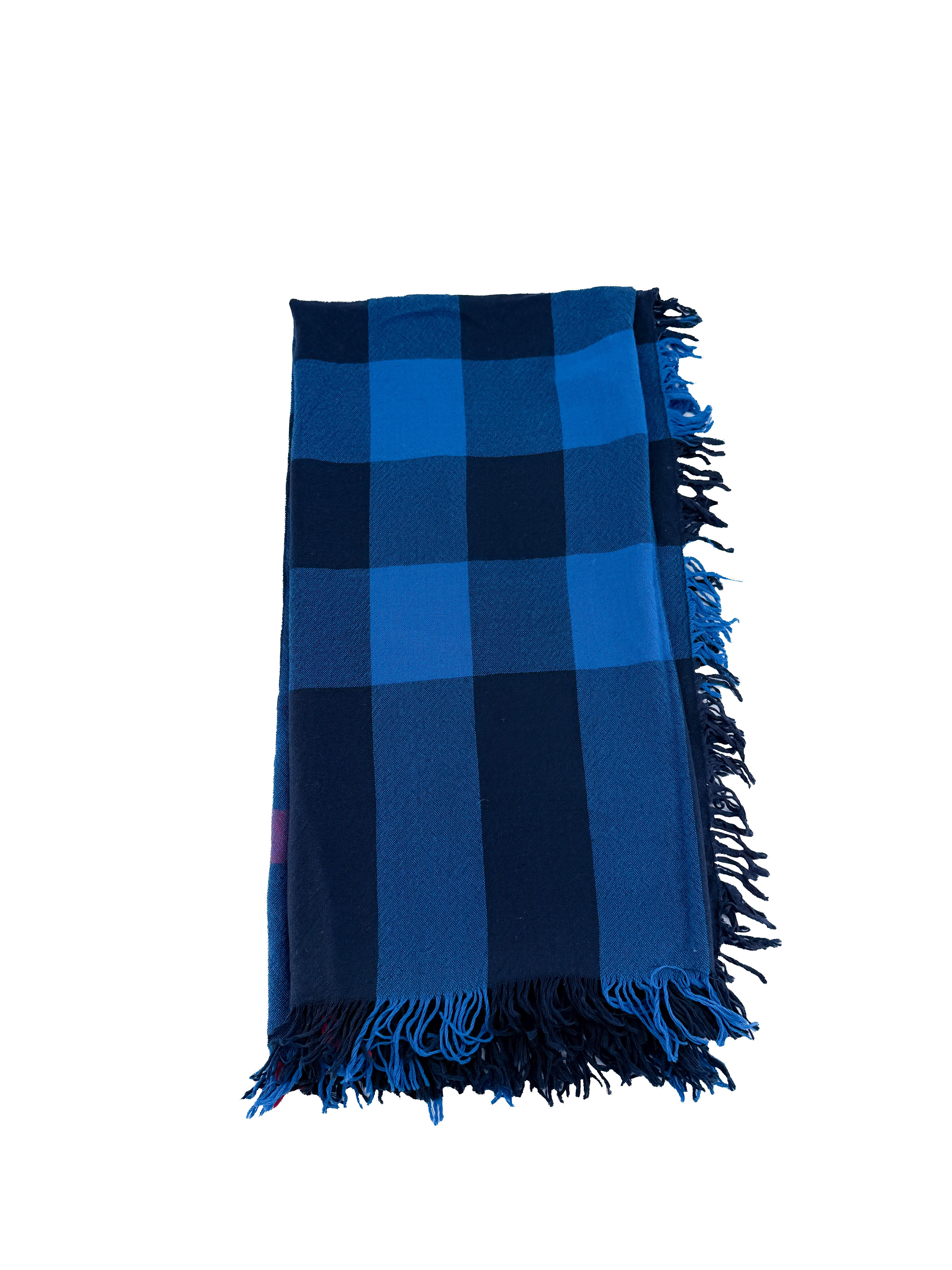 Burberry navy, blue, red lightweight check scarf