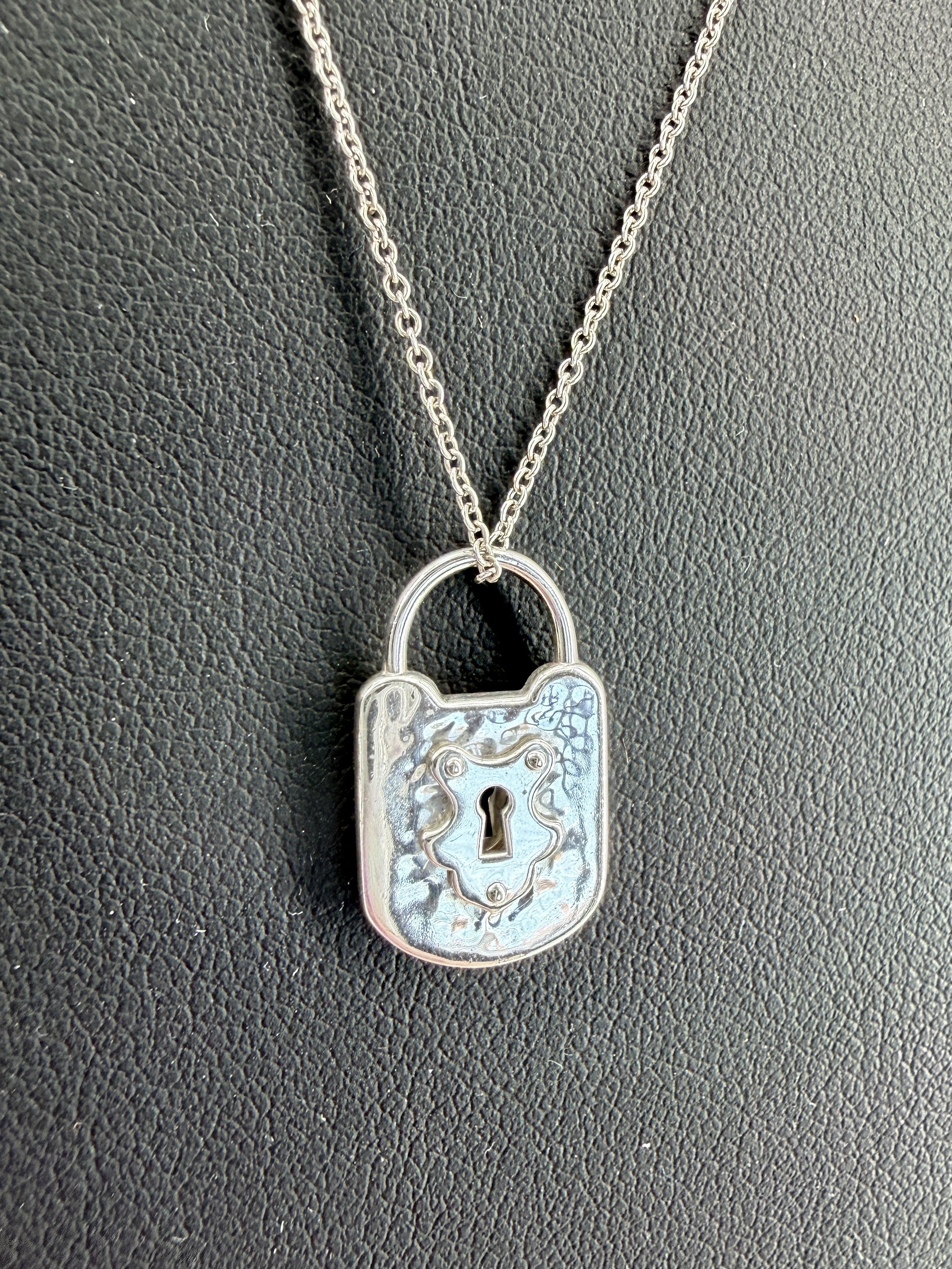 Tiffany & Co sterling silver padlock pendant necklace
